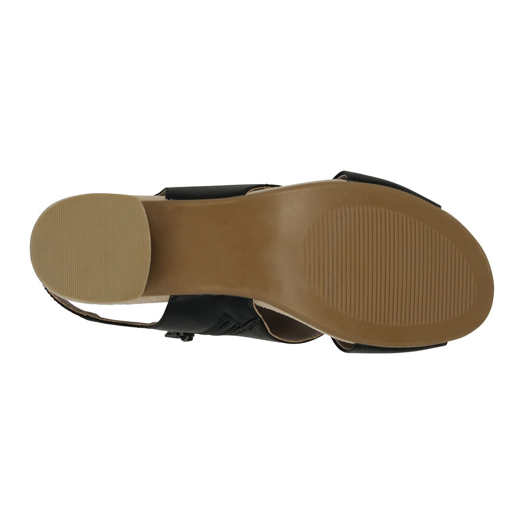 Keefa Black Cross Strap Slingback Heeled Sandals - GC Shoes