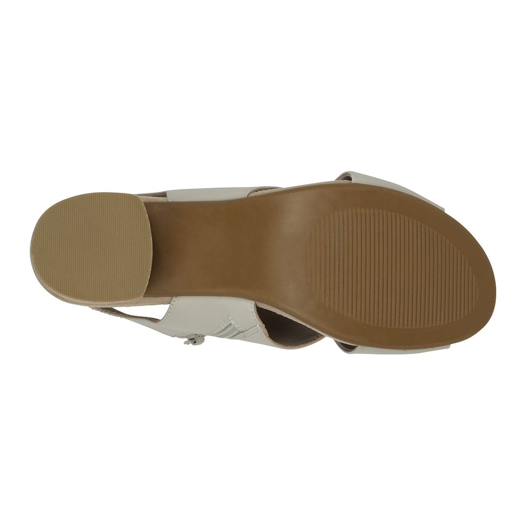 Close-up of a sandal's sole on a white background