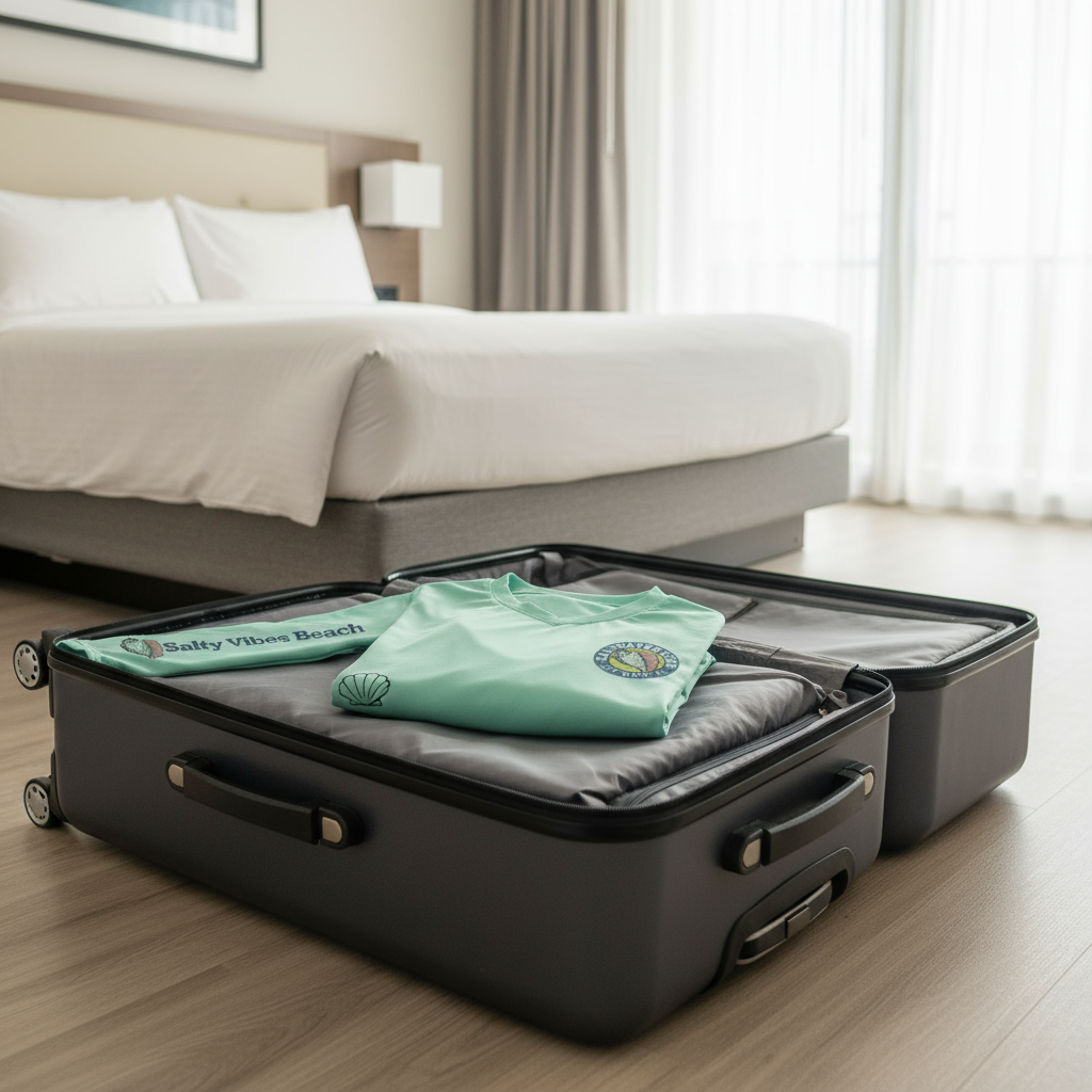Mint green long-sleeve shirt with 'Saltwater Born' branding on a white background