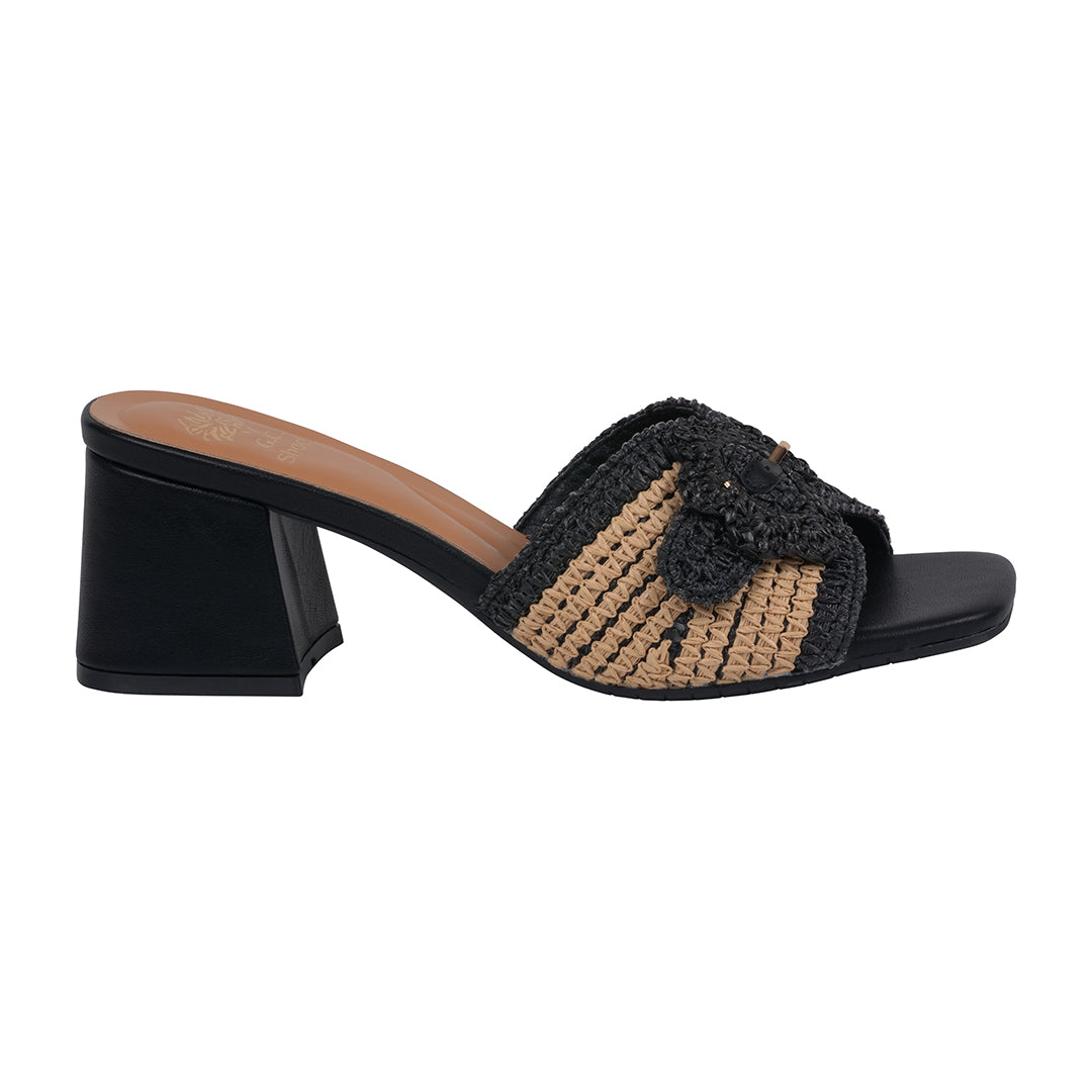 GC Shoes Women's Liza Black Woven Heeled Sandals