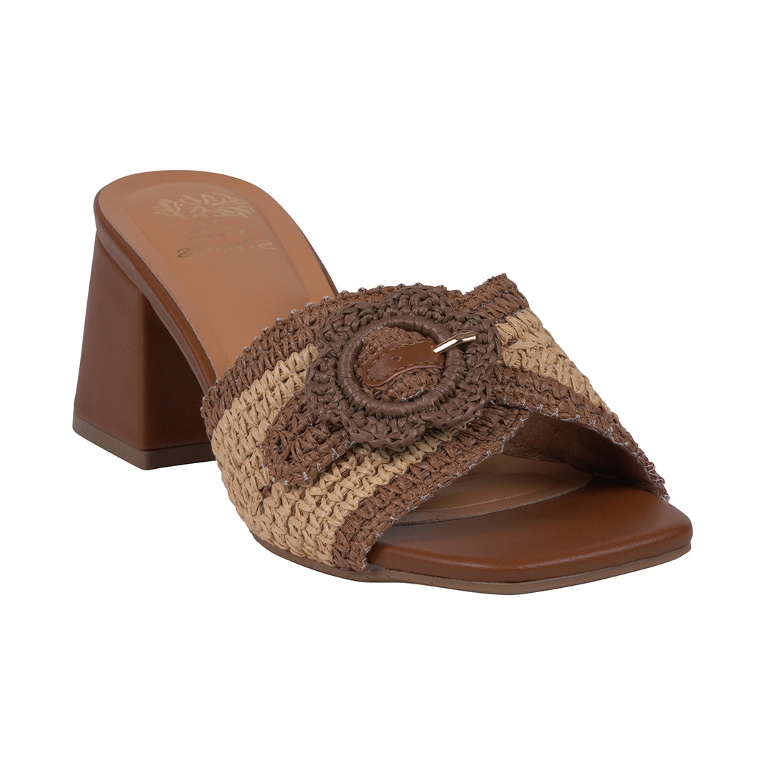 GC Shoes Women's Liza Brown Woven Heeled Sandals