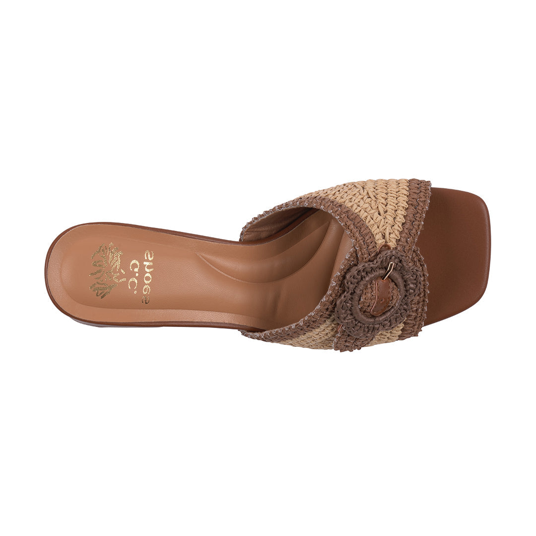 GC Shoes Women's Liza Brown Woven Heeled Sandals