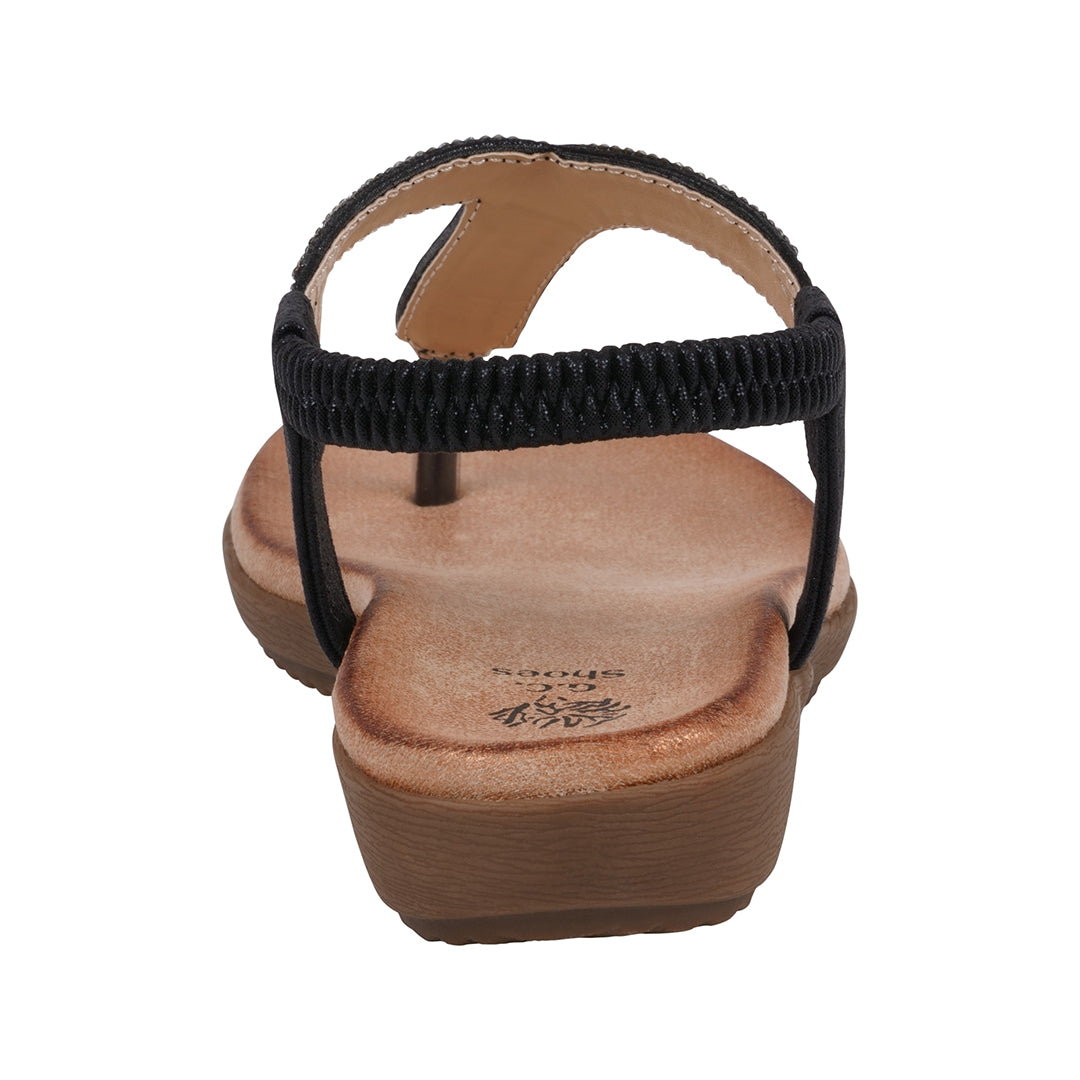 GC Shoes Women's Lori Black Embellished Flat Sandals