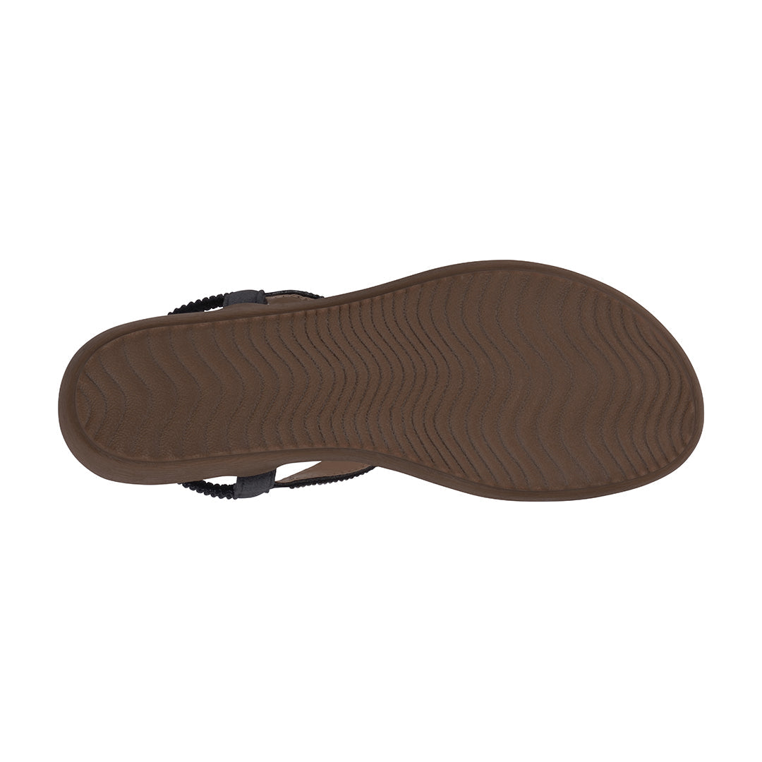 GC Shoes Women's Lori Black Embellished Flat Sandals