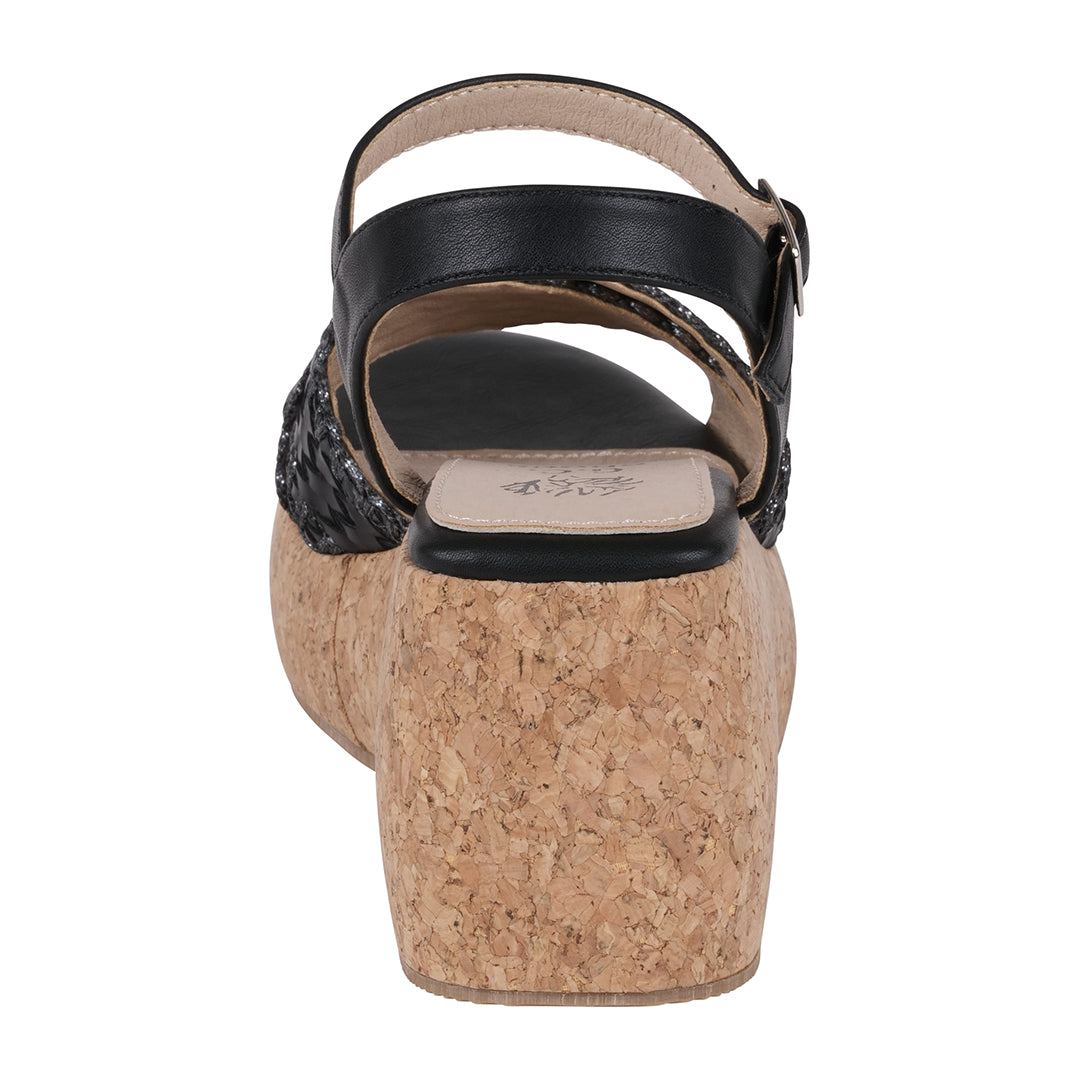 GC Shoes Lucy Black Cross Strap Slingback Platform Sandals