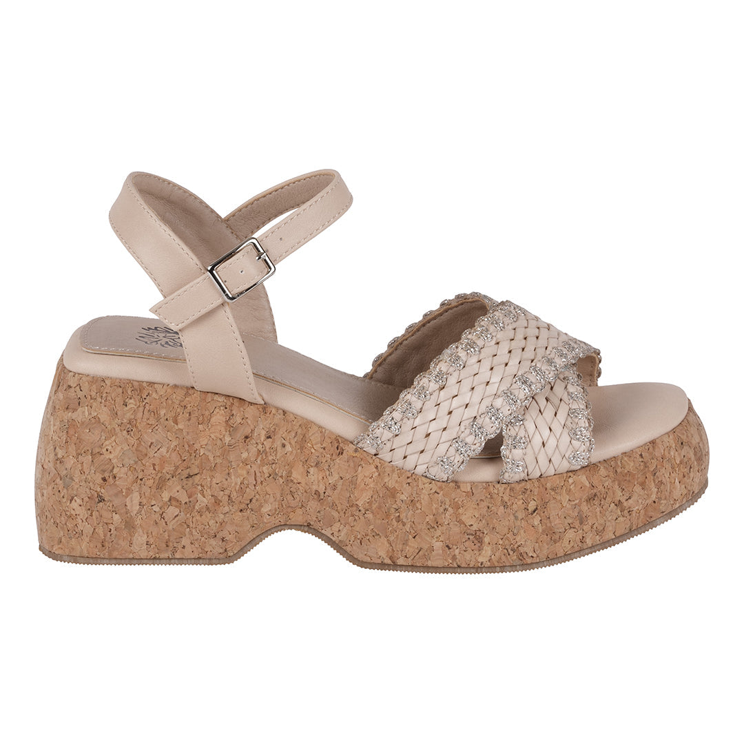 GC Shoes Lucy Natural Cross Strap Slingback Platform Sandals