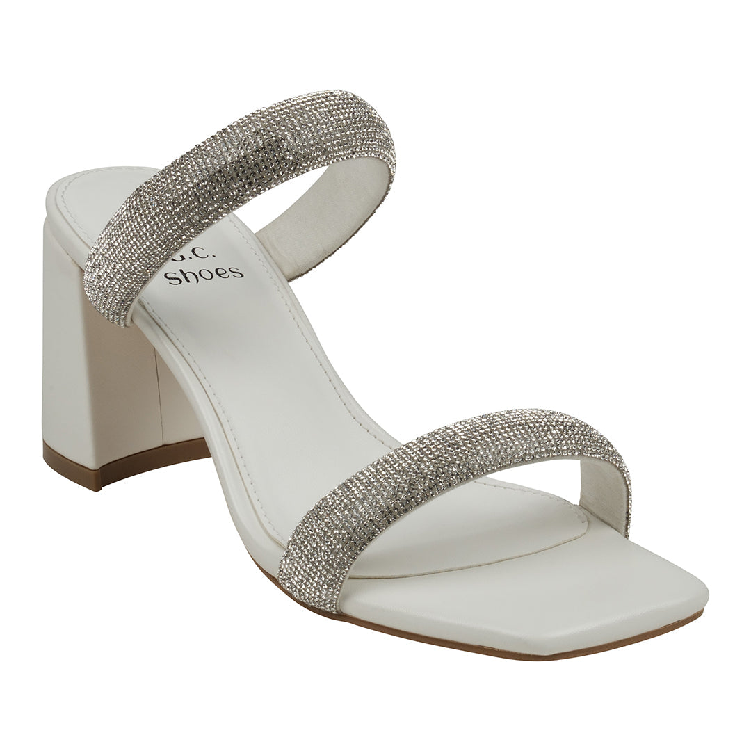 GC Shoes Luella White Embellished Double Band Heeled Sandals