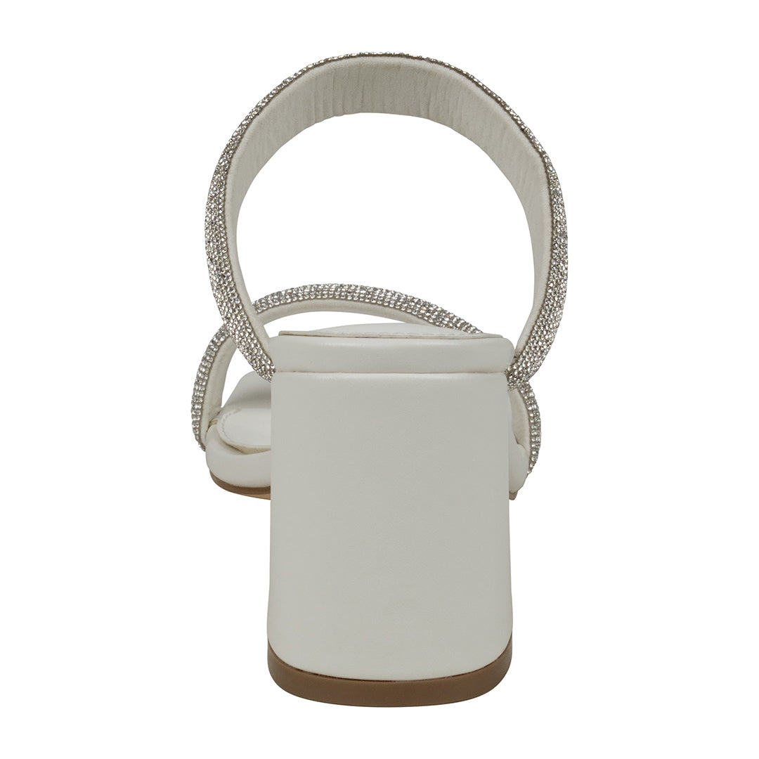 GC Shoes Luella White Embellished Double Band Heeled Sandals