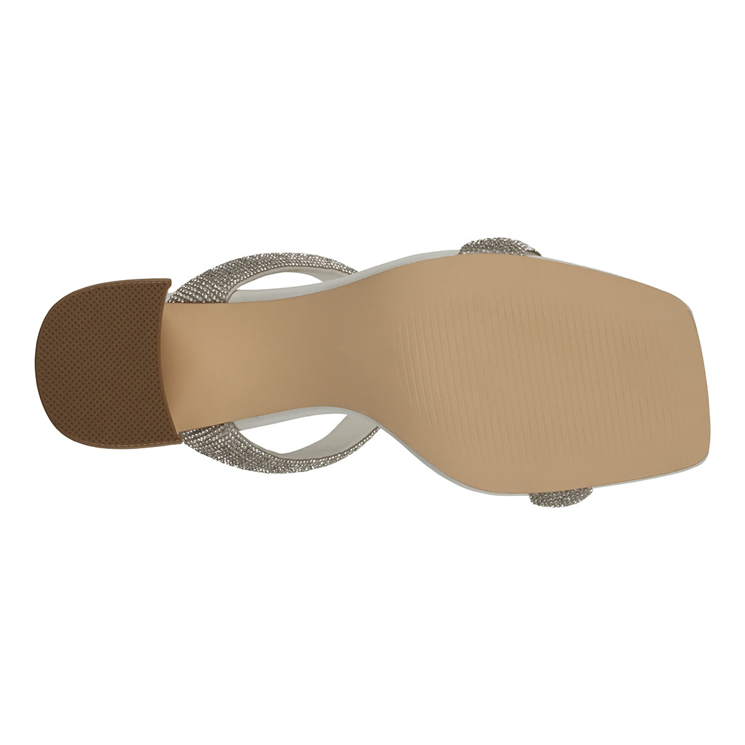 GC Shoes Luella White Embellished Double Band Heeled Sandals