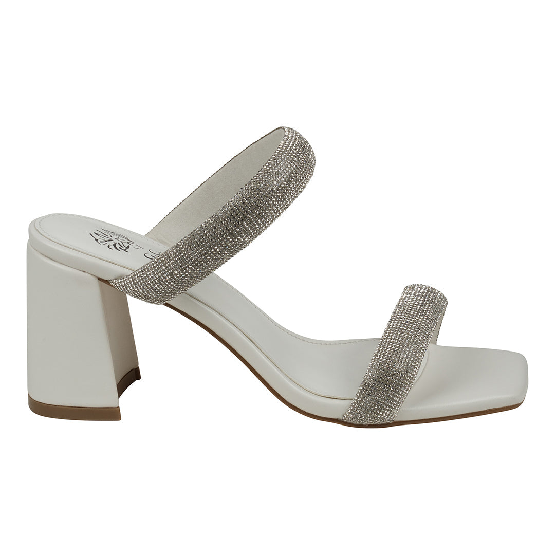 GC Shoes Luella White Embellished Double Band Heeled Sandals