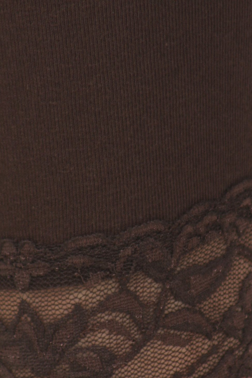 Close-up of brown fabric with lace trim