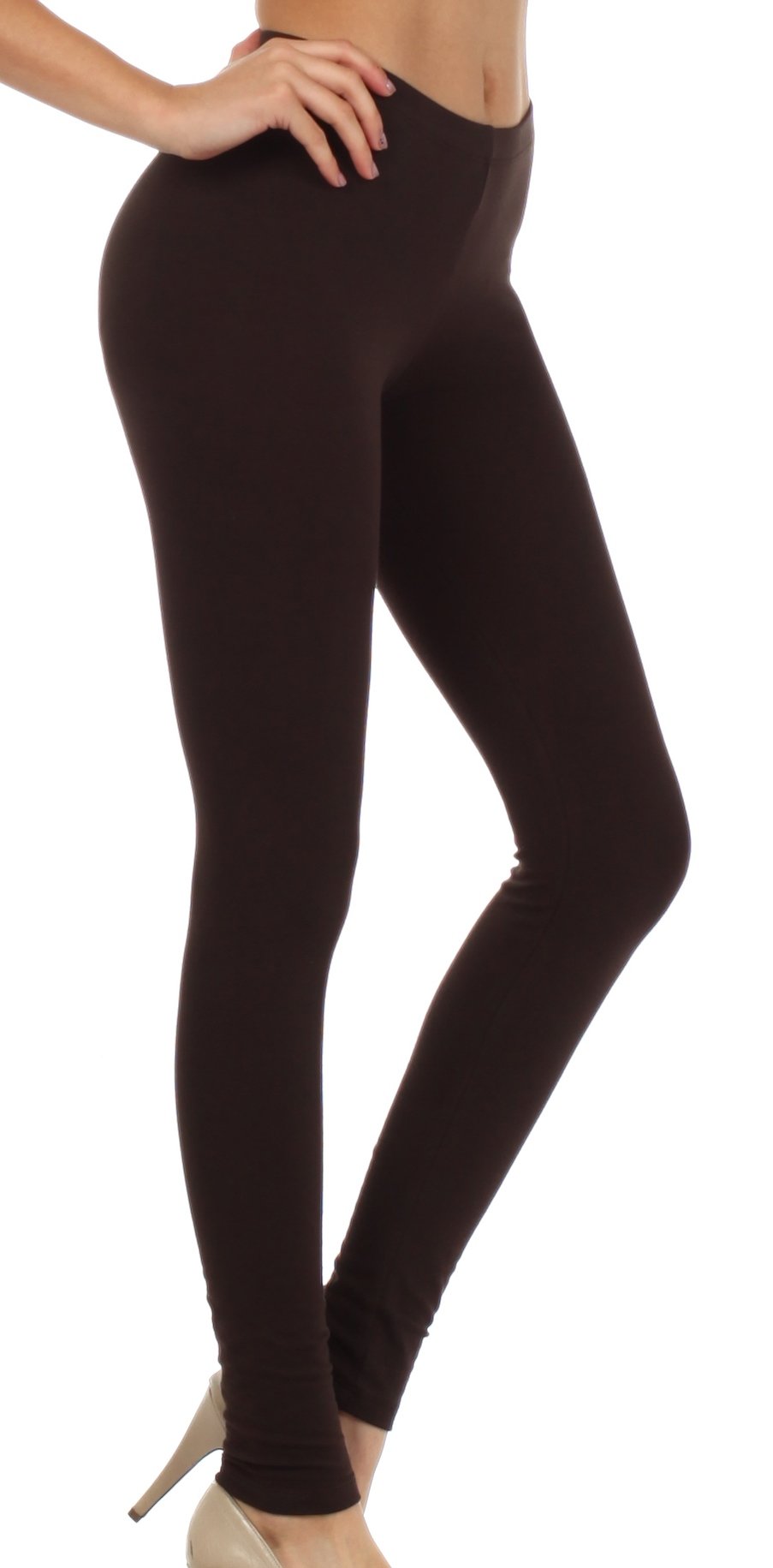 Black leggings worn by a person on a white background