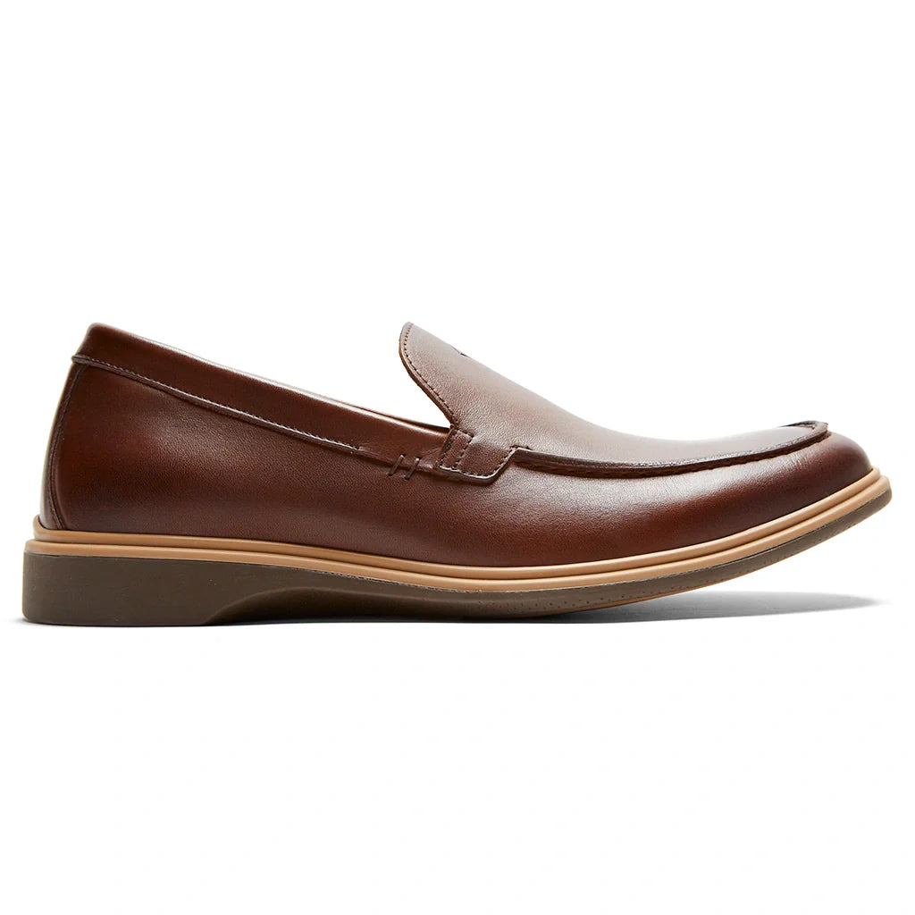 Brown leather loafer shoe on a white background
