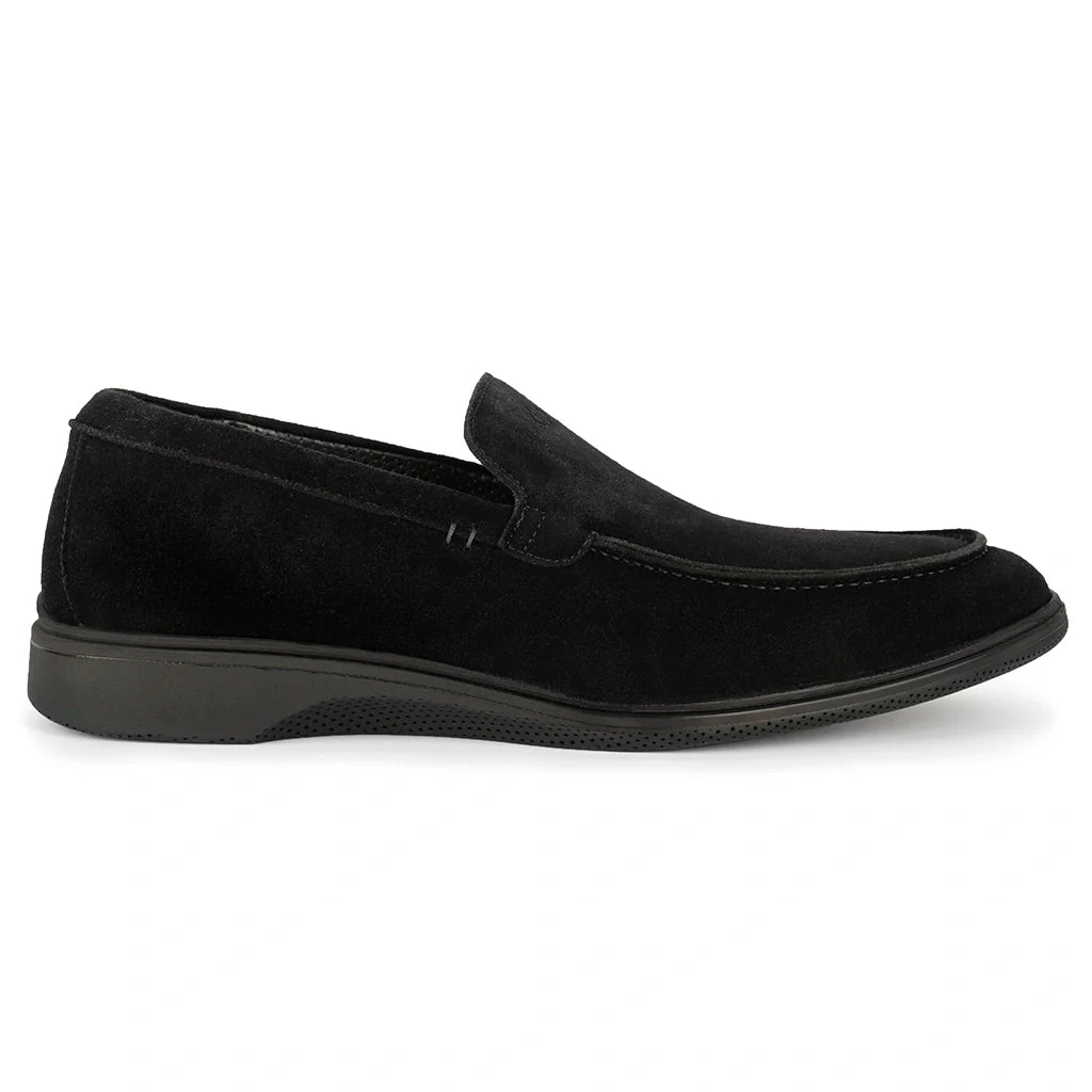 Black loafer shoe on a white background