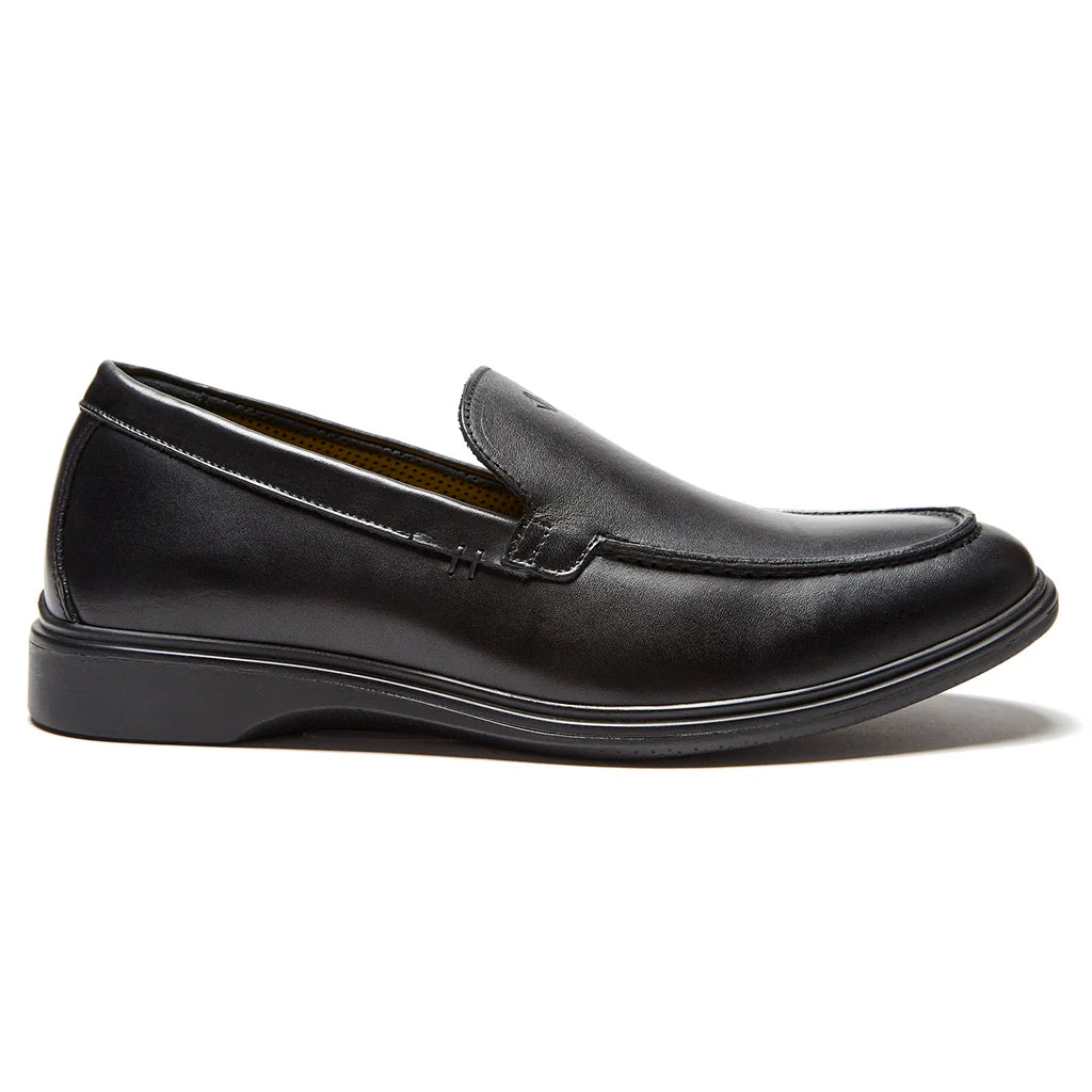 Black loafer shoe on a white background
