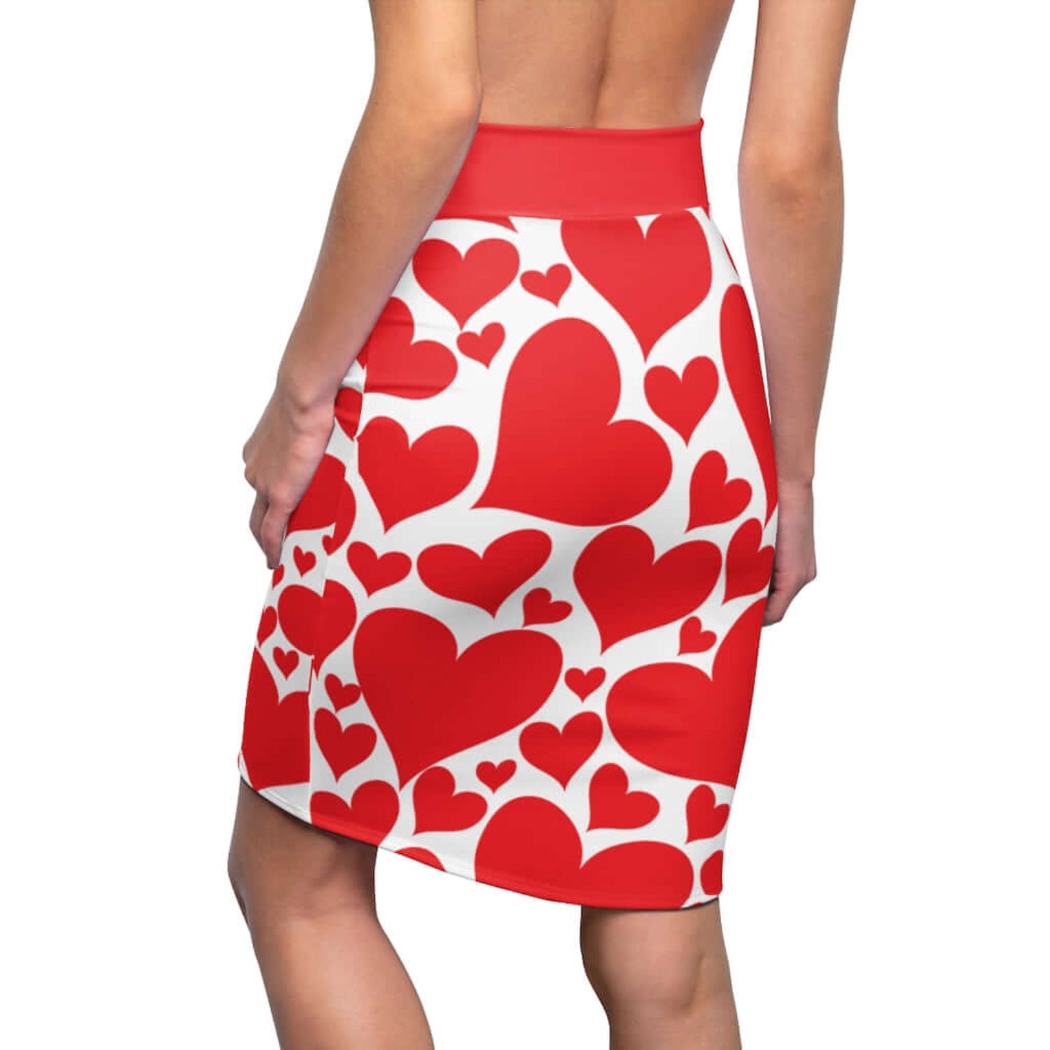 Love Red Hearts Pencil Mini Skirt