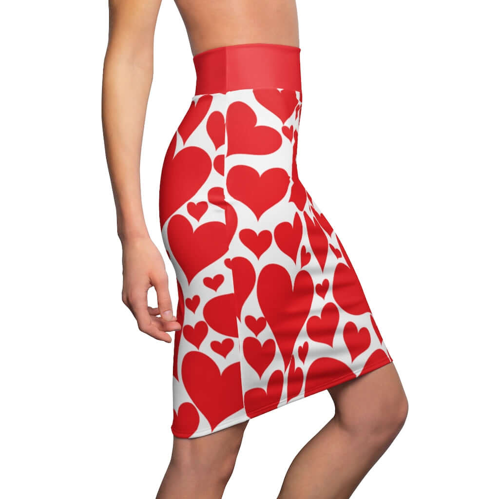 Love Red Hearts Pencil Mini Skirt