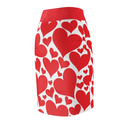 Love Red Hearts Pencil Mini Skirt