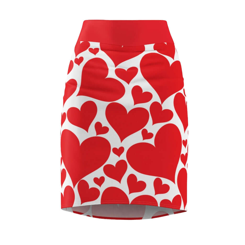 Love Red Hearts Pencil Mini Skirt