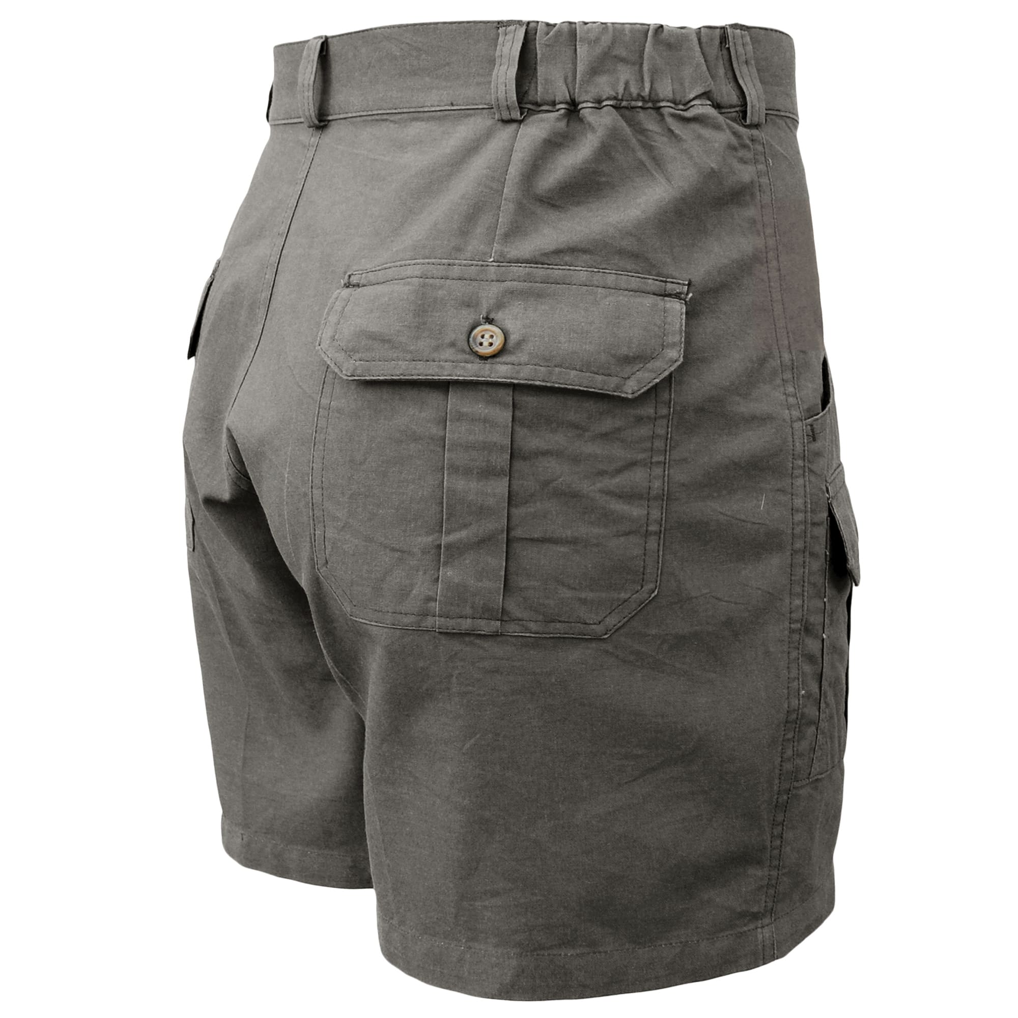 Gray shorts with a pocket on a white background