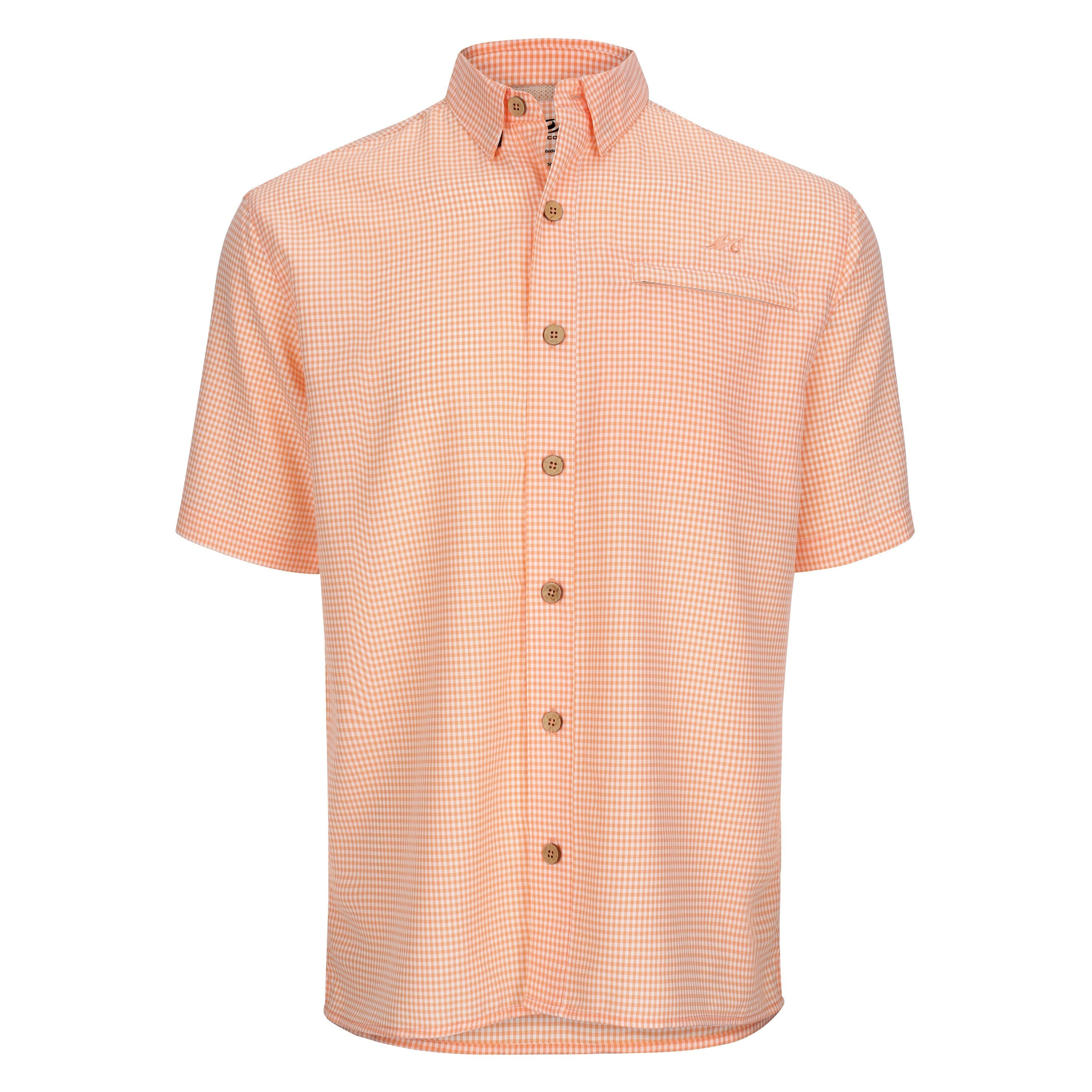 Short-sleeve checkered shirt on a white background