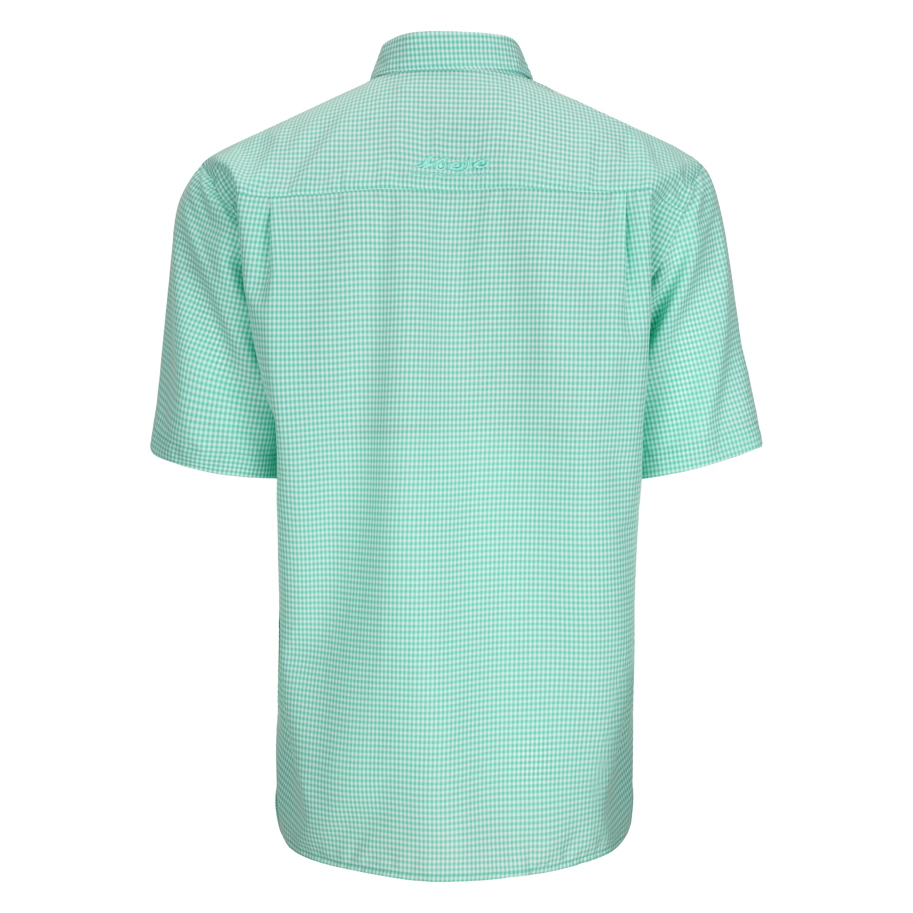 Green checkered shirt on a white background