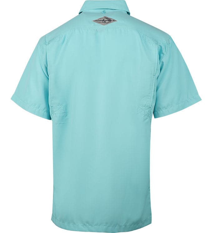 Light blue short-sleeve shirt on a white background