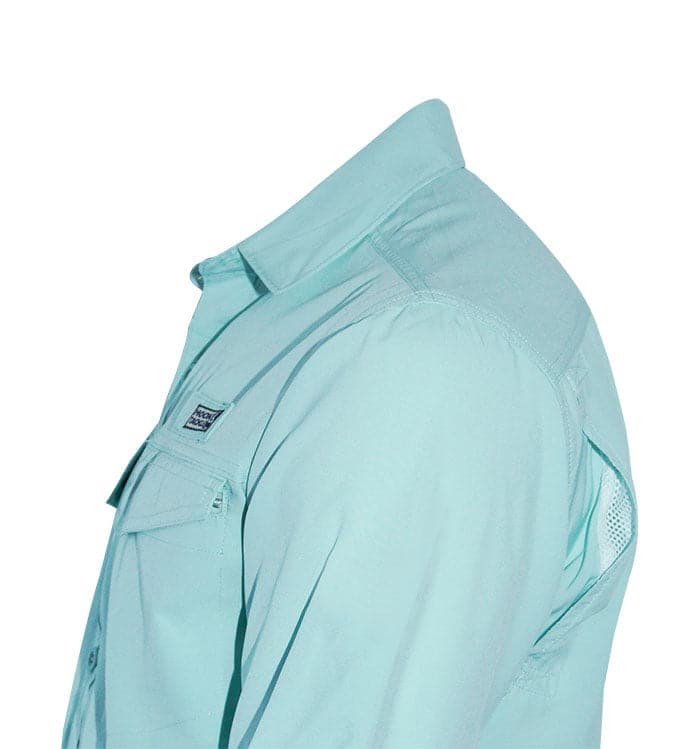 Light blue shirt with a collar on a white background