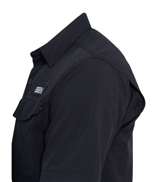 Black jacket with a visible brand logo on a white background