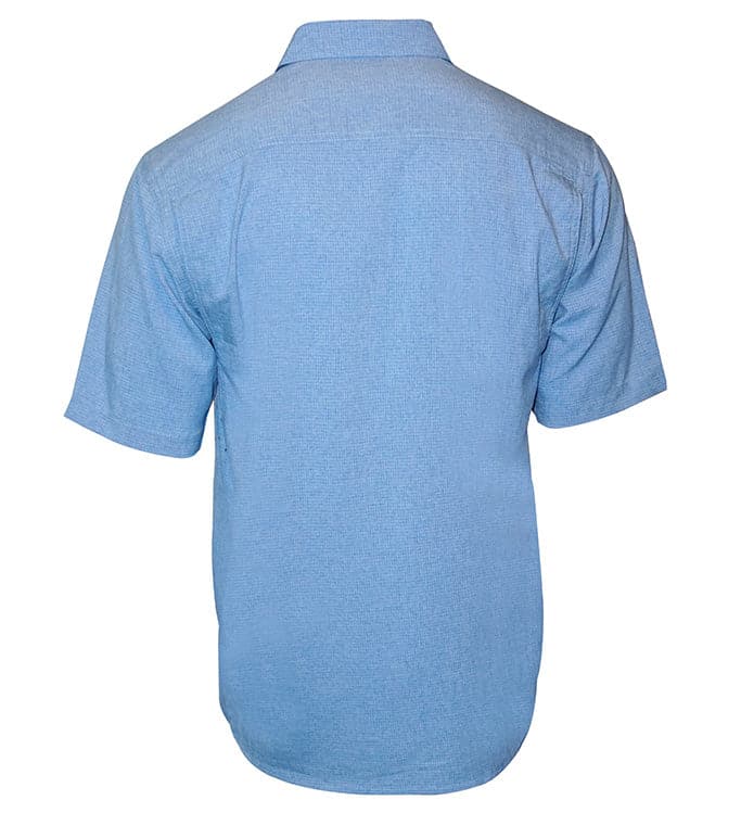 Blue short-sleeve shirt on a white background