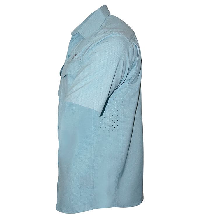 Light blue shirt with a pocket on a white background