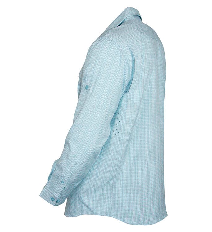 Light blue checkered shirt on a white background