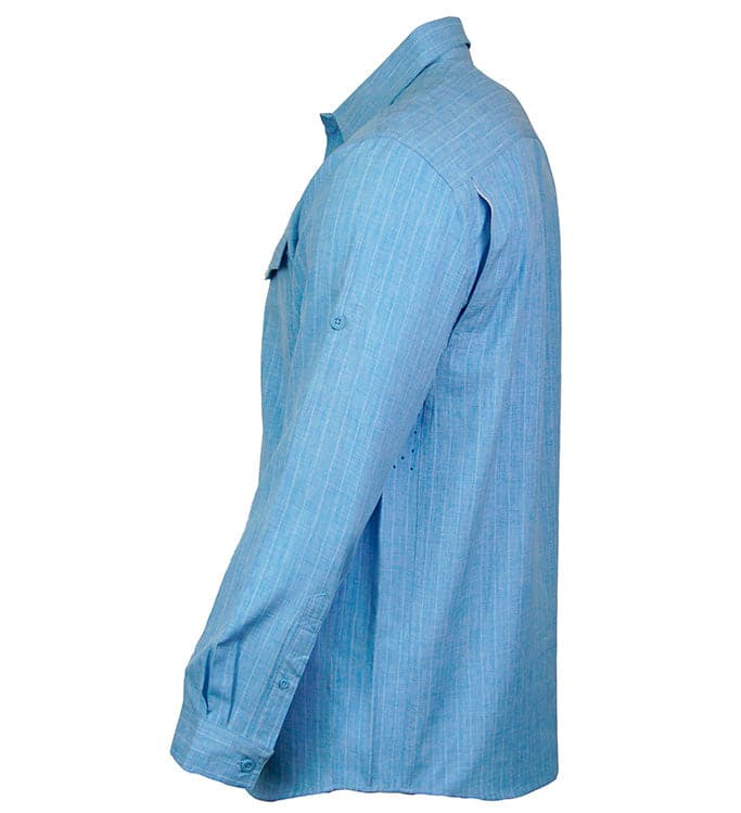 Blue striped shirt on a white background