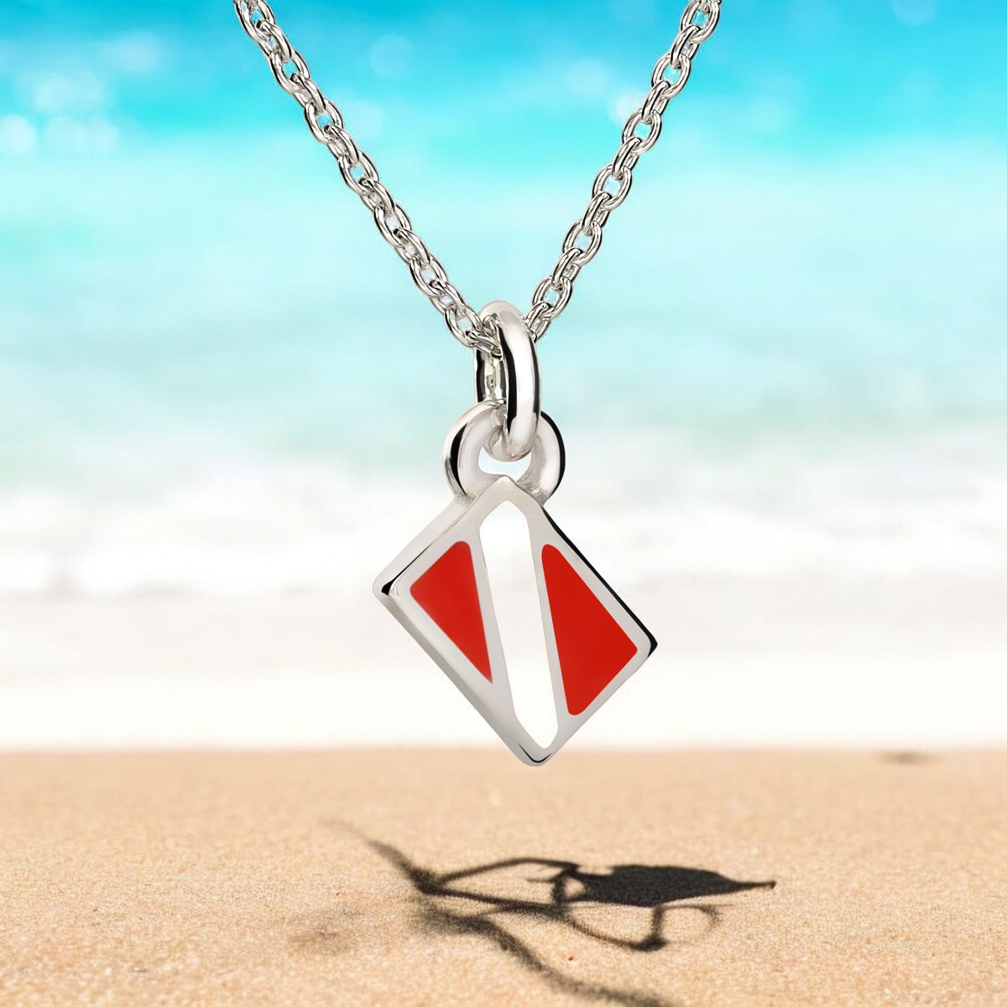 Dive Flag Necklace for Women Sterling Silver