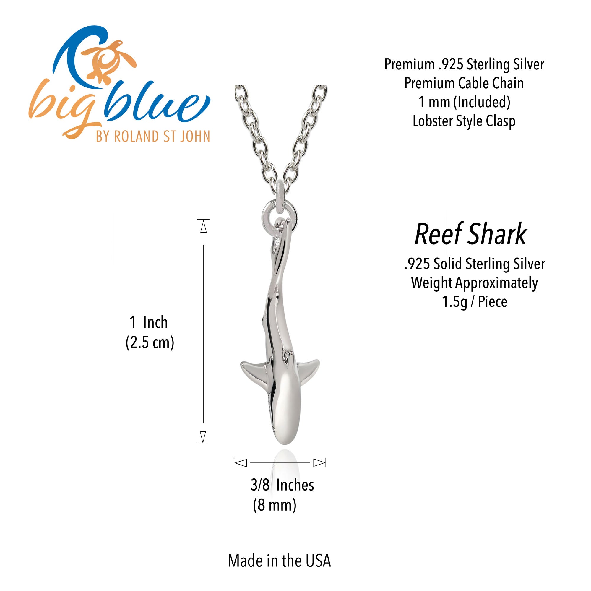 Mini Shark Charm Sterling Silver Necklace