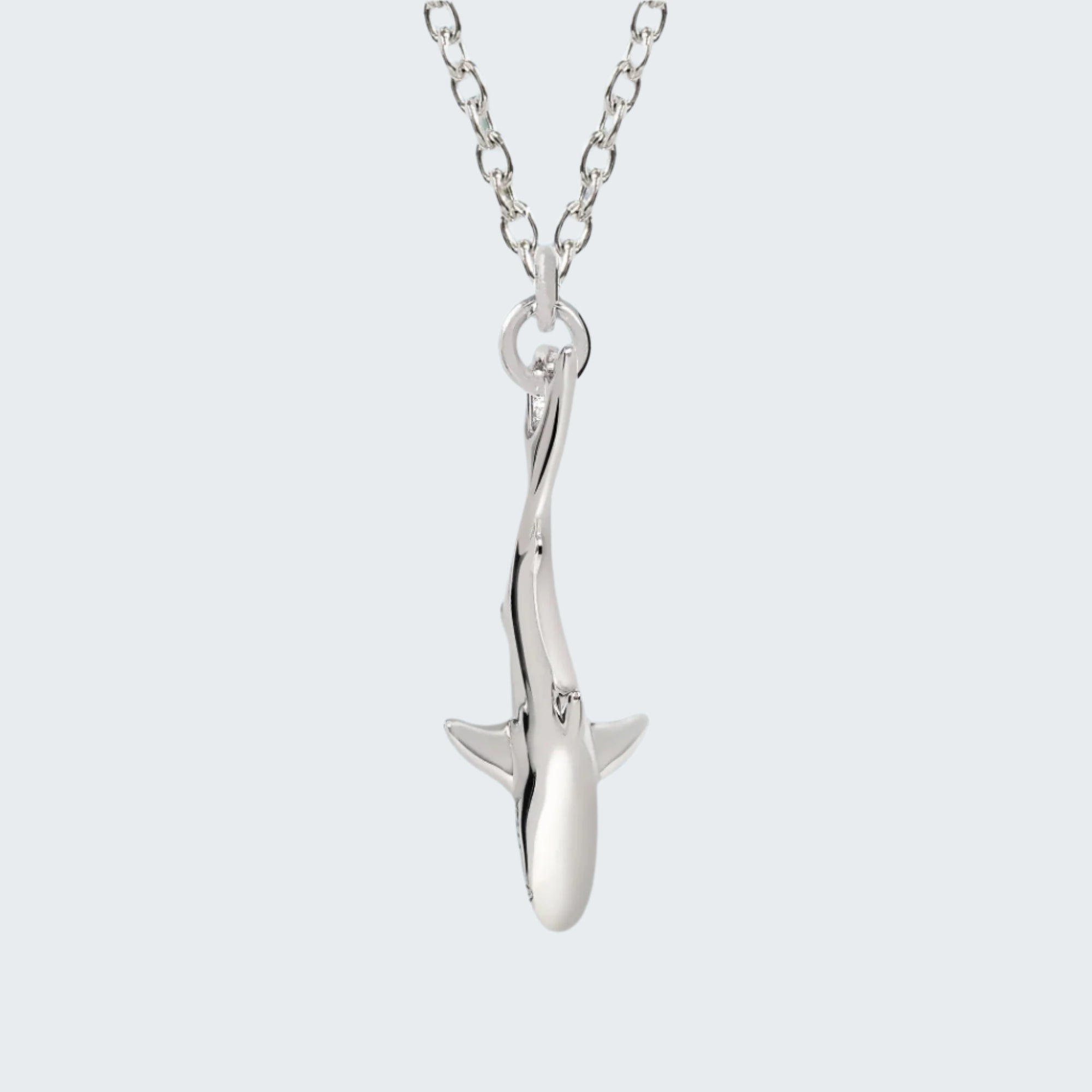 Mini Shark Charm Sterling Silver Necklace