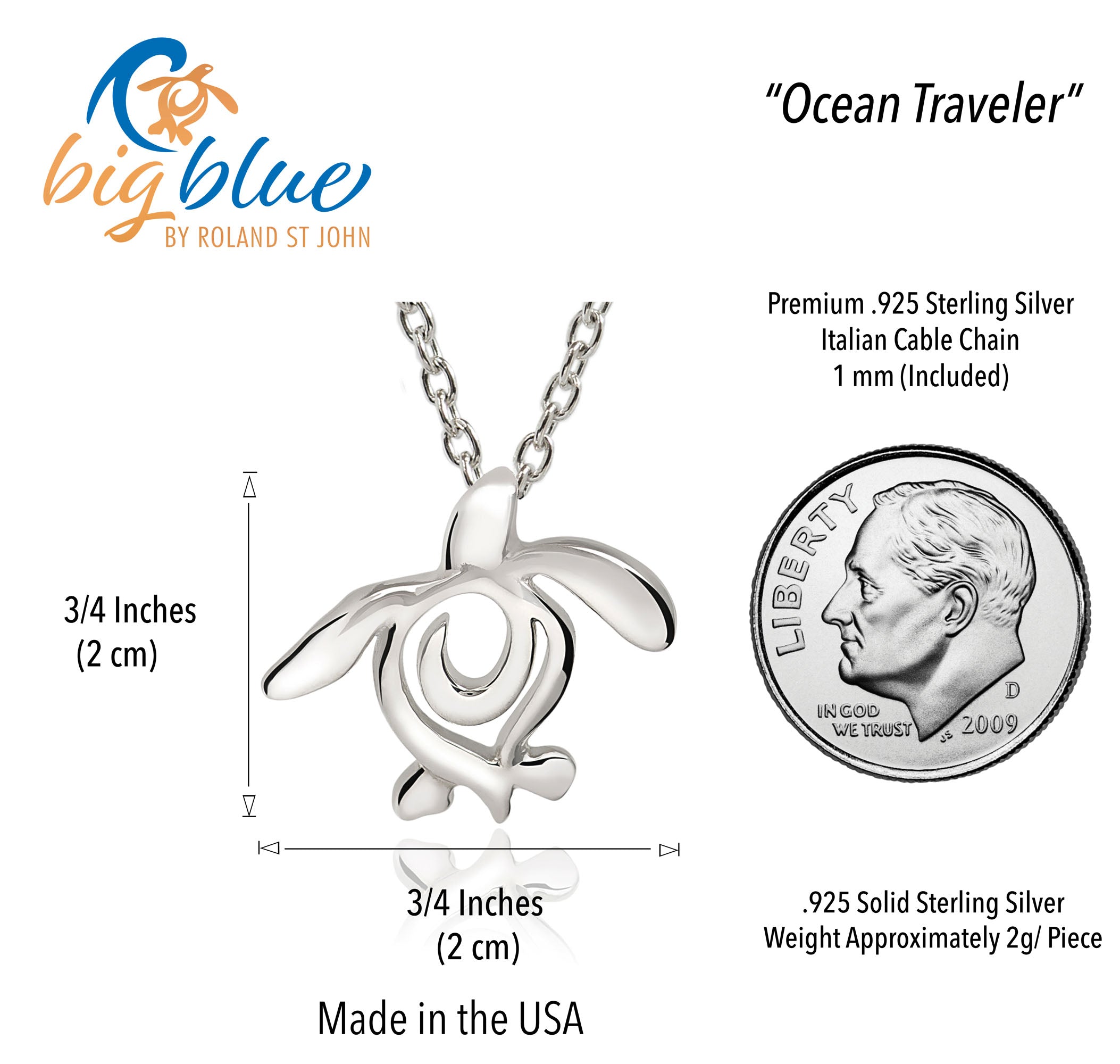 Turtle Necklace Sterling Silver Miniature Pendant