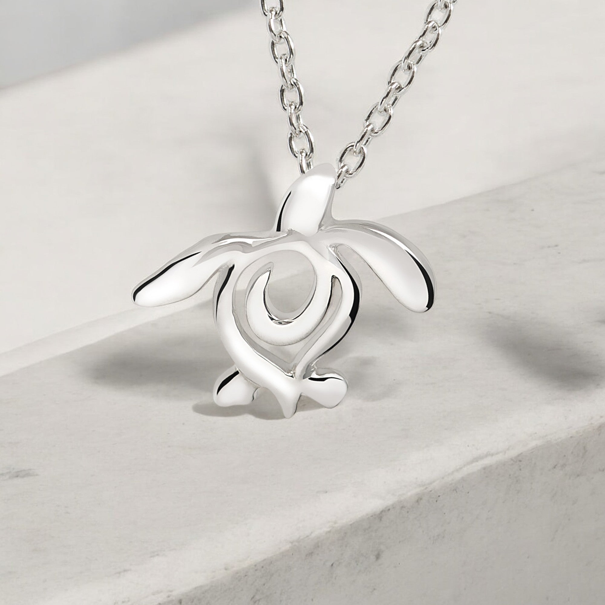 Turtle Necklace Sterling Silver Miniature Pendant