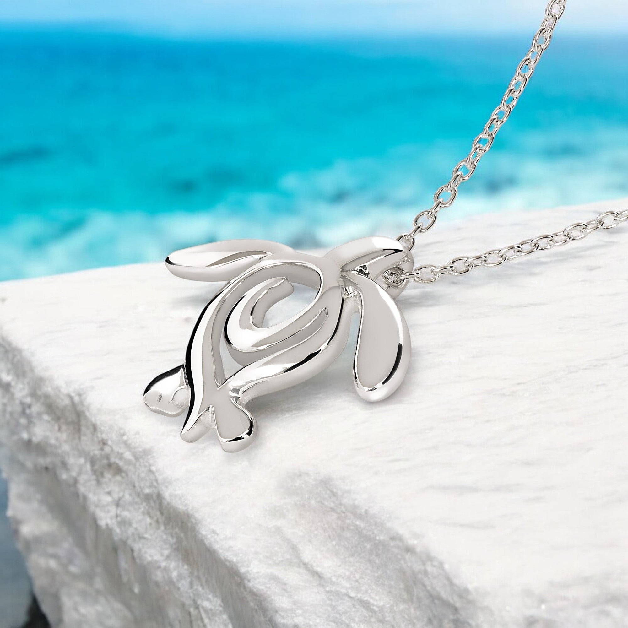 Turtle Necklace Sterling Silver Miniature Pendant