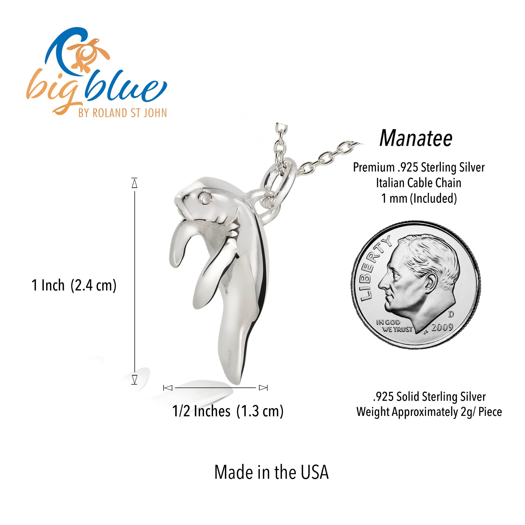 Manatee Necklaces for Women Sterling Silver