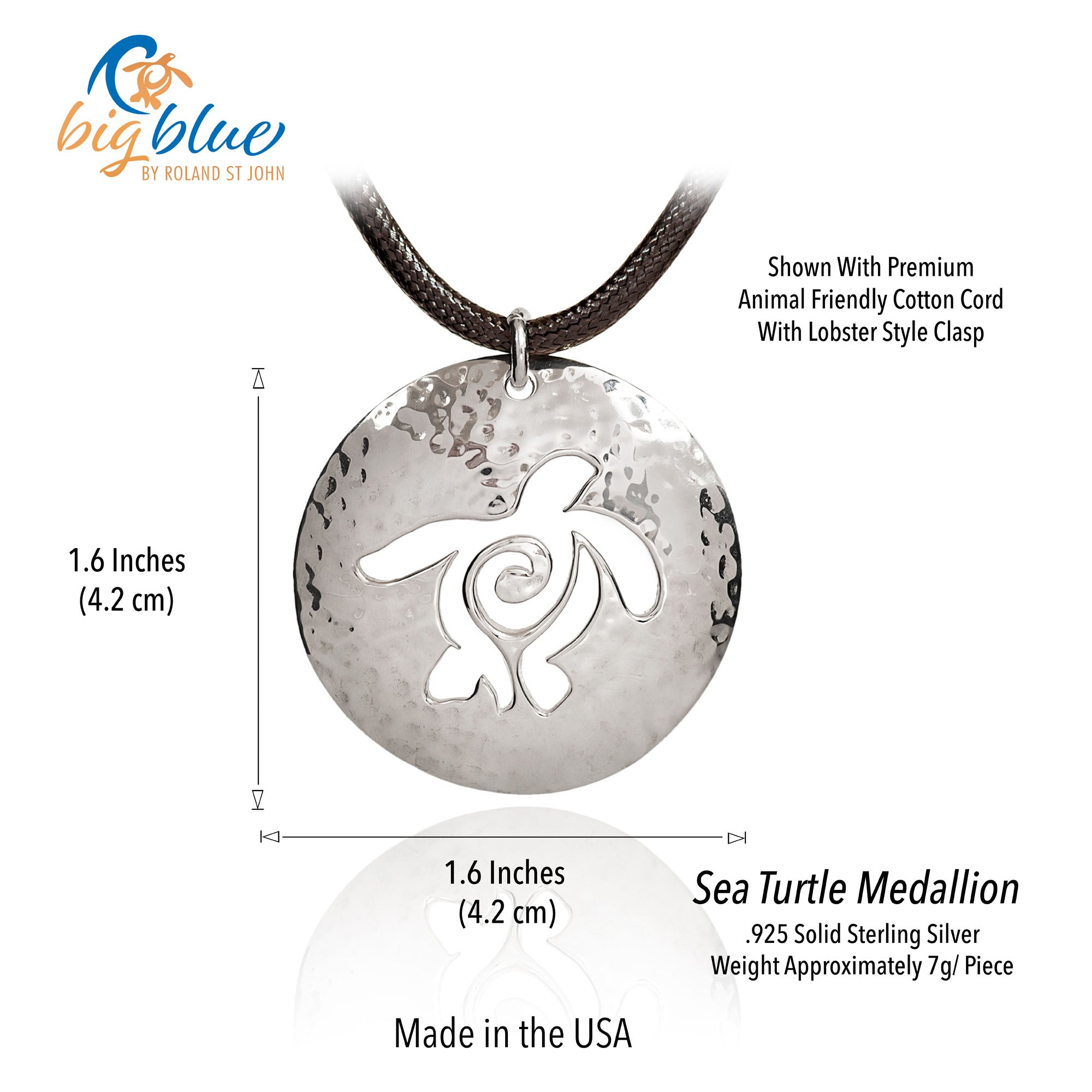 Turtle Medallion Sterling Silver Necklace