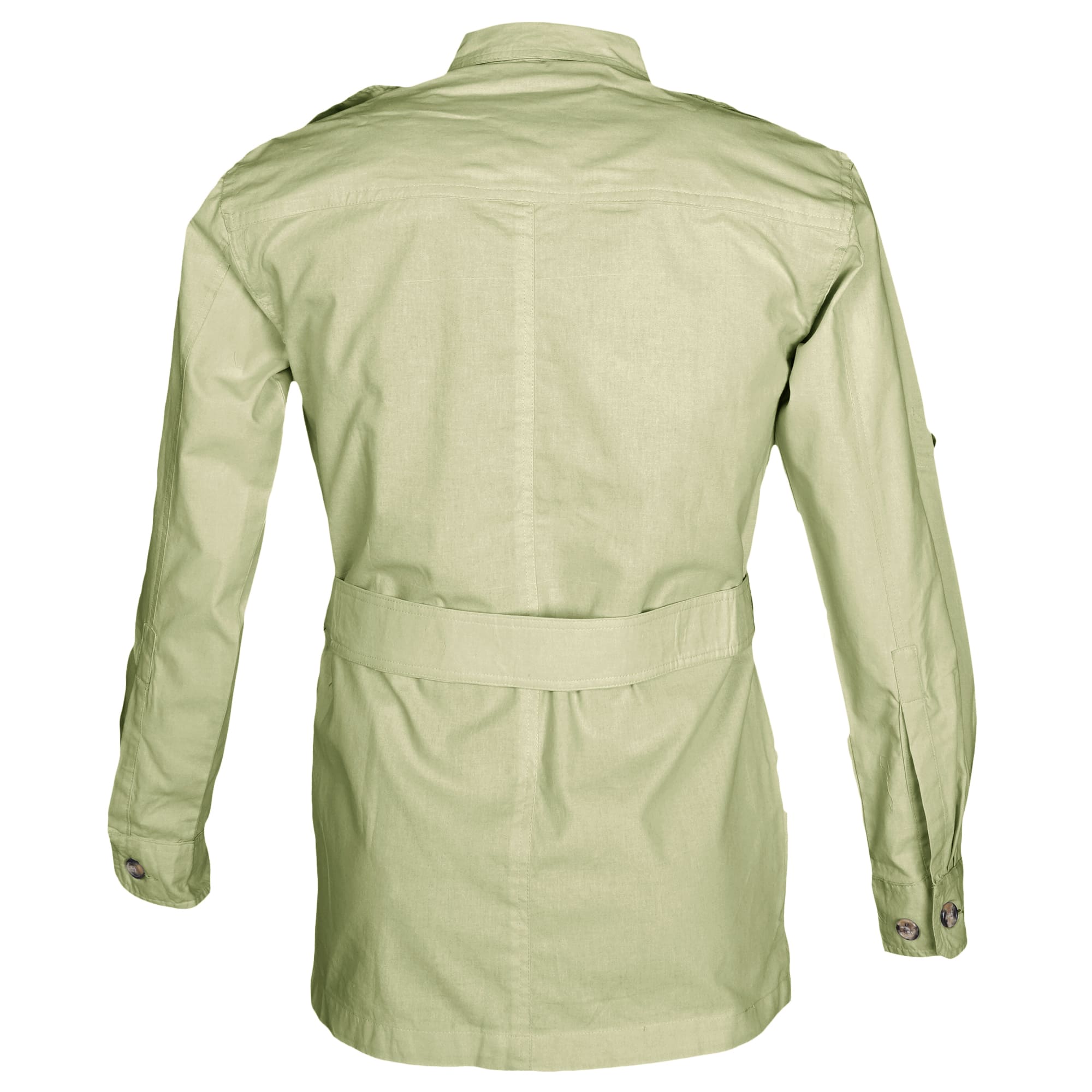 Light green jacket with a belt on a white background