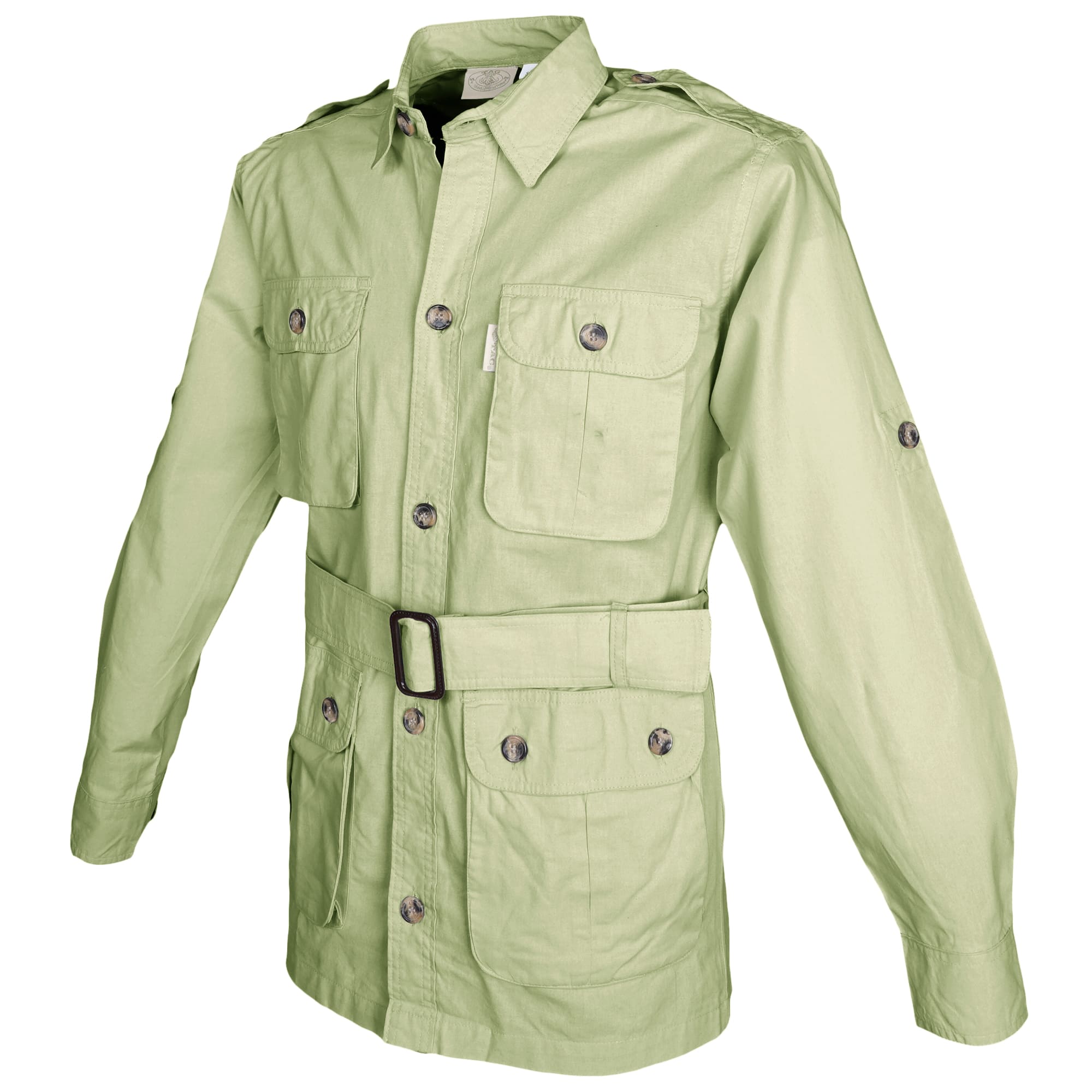 Light green jacket with a belt on a white background