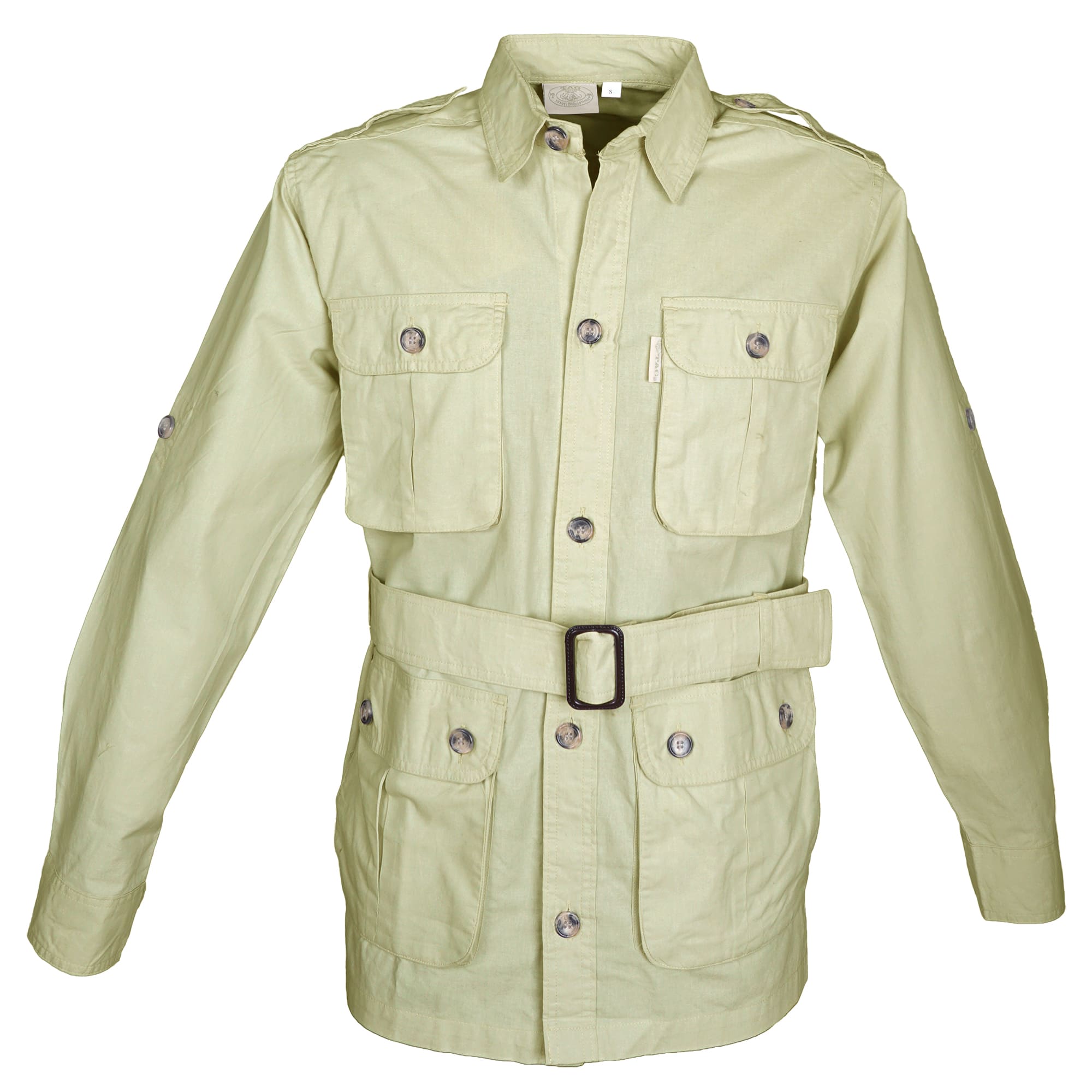 Light green jacket with a belt on a white background