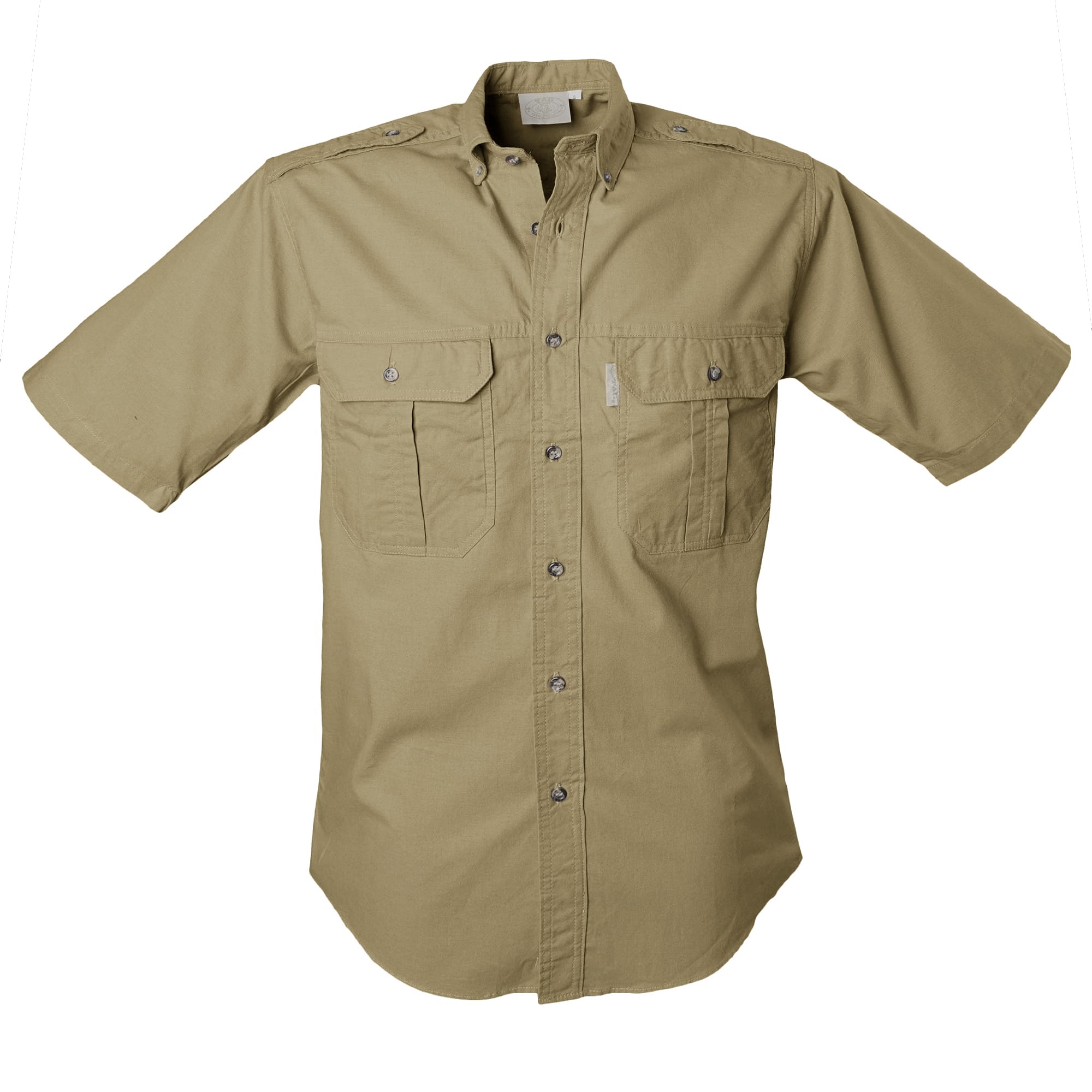 Beige short-sleeve shirt on a white background