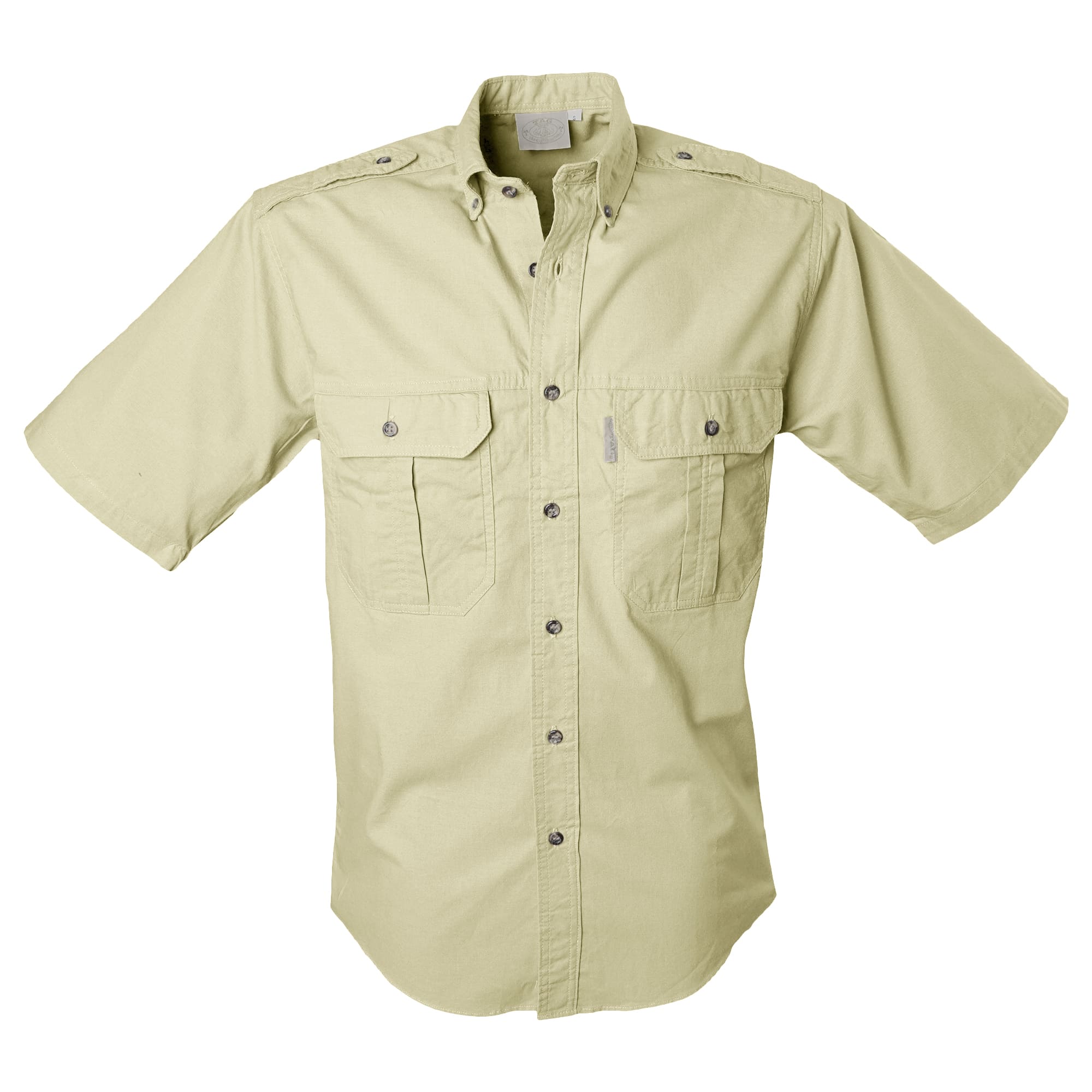 Beige short-sleeve shirt on a white background