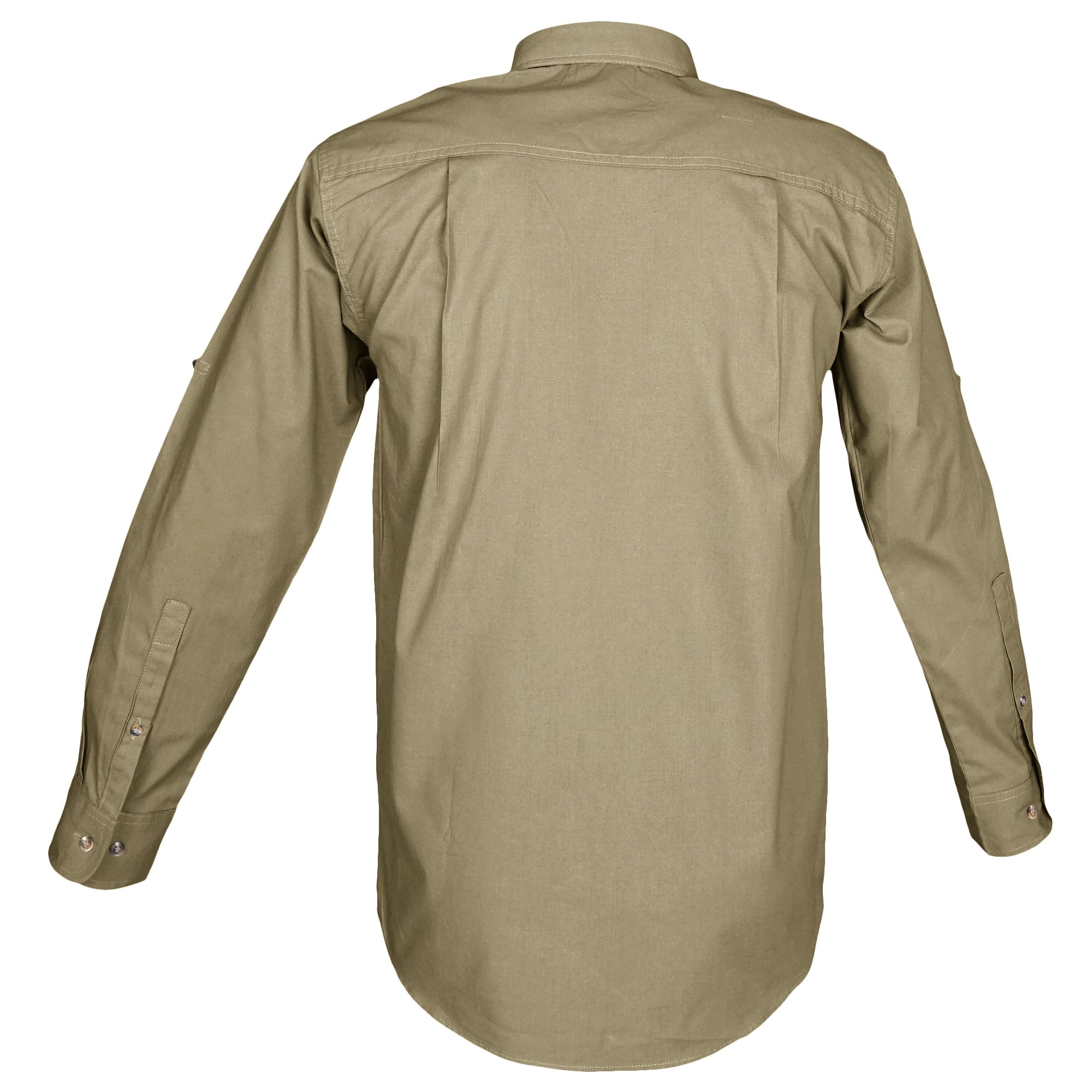 Khaki long-sleeve shirt on a white background