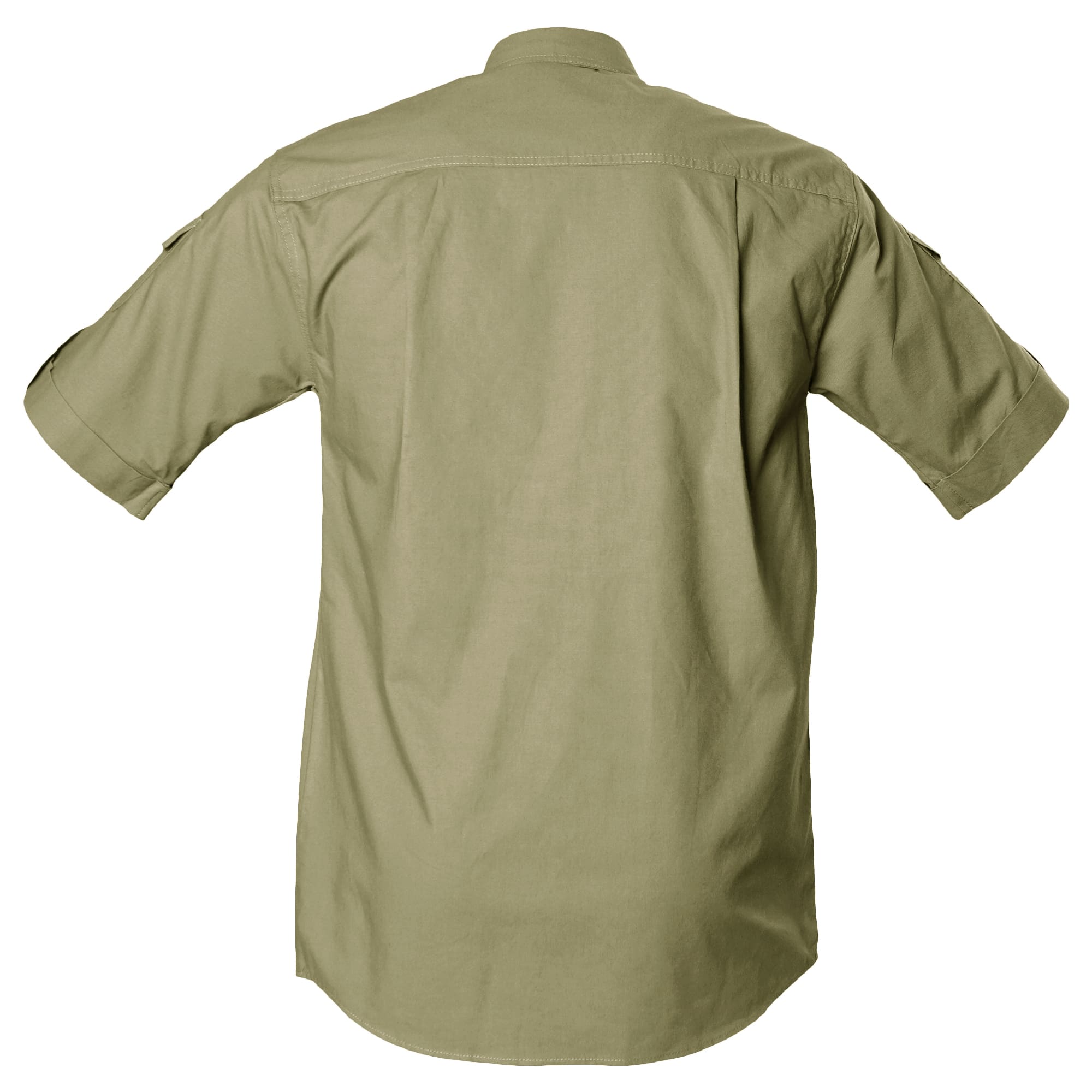 Khaki short-sleeve shirt on a white background