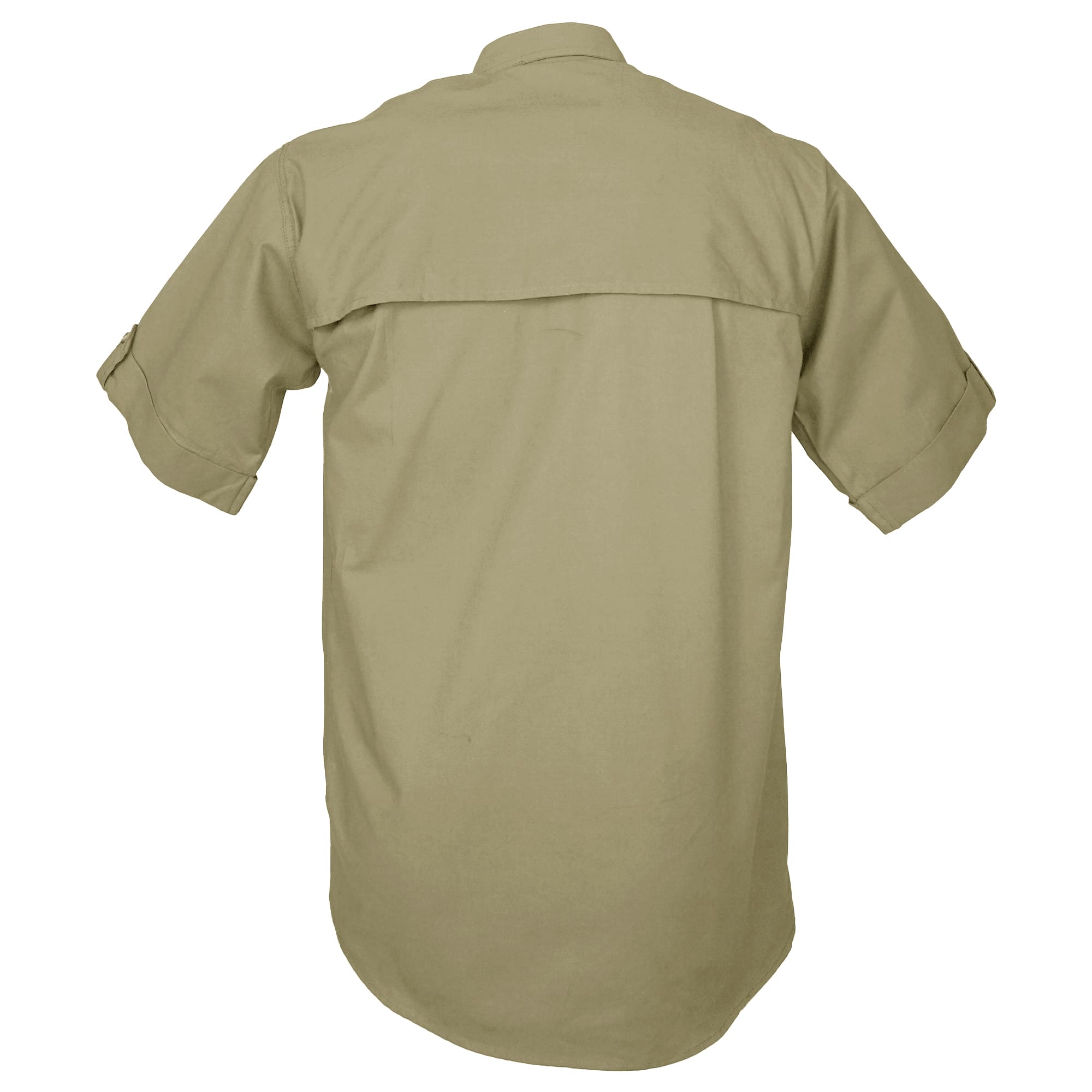 Khaki short-sleeve shirt on a white background