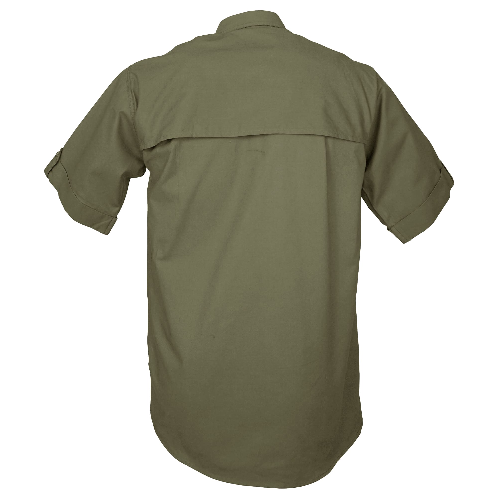 Green short-sleeve shirt on a white background